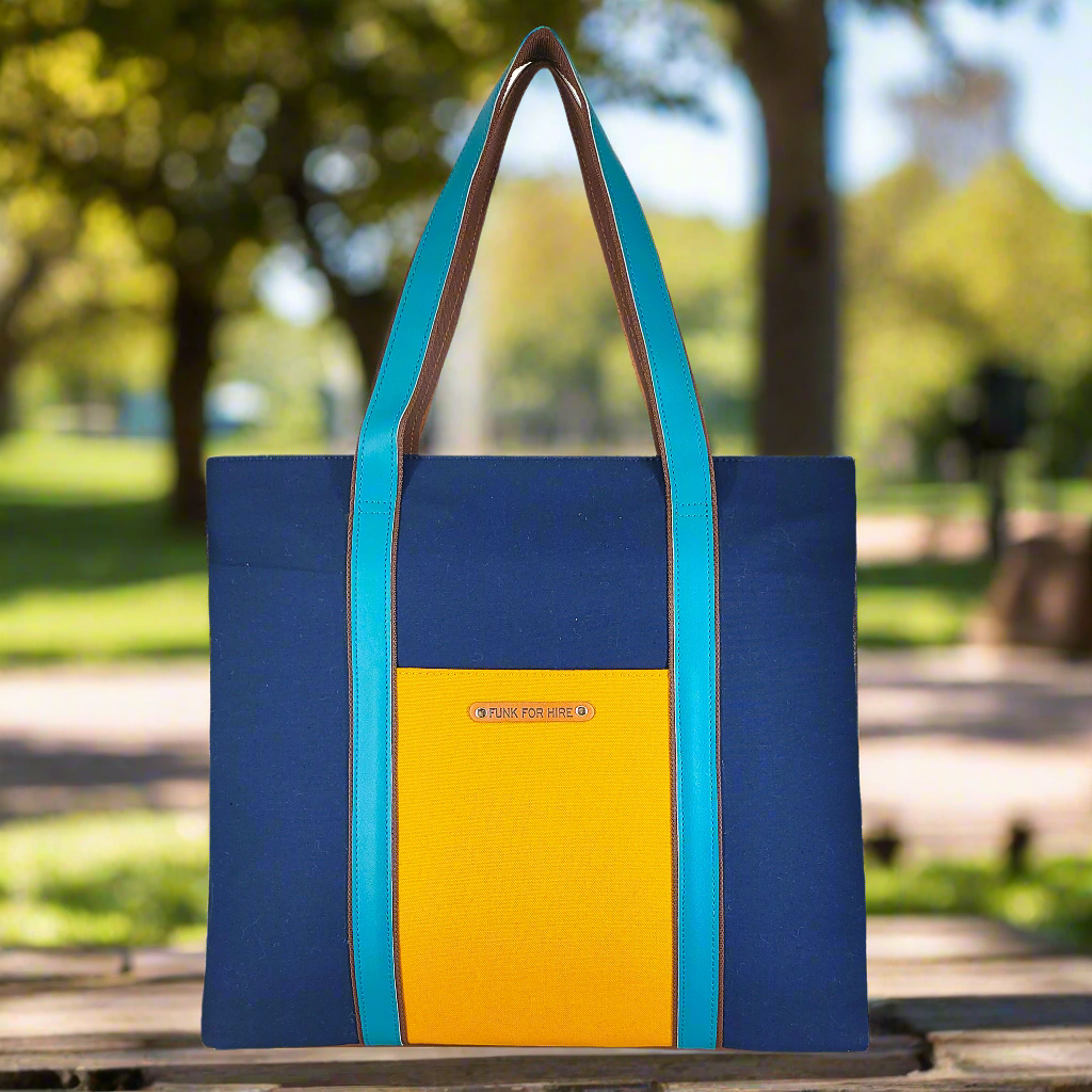 Tote Handbag Plain Navy 13.3"