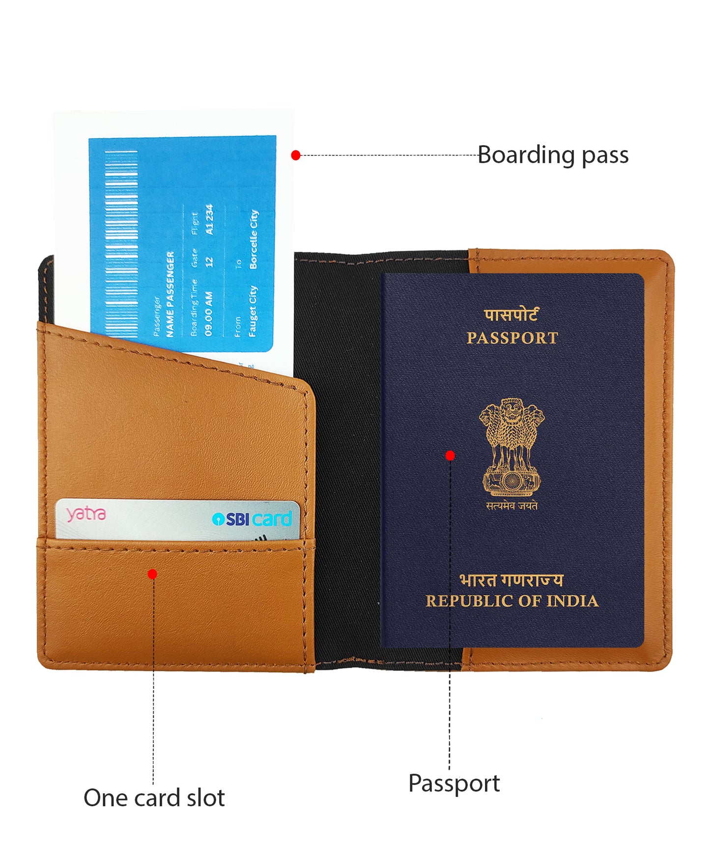 Multicolor printed Leatherette Passport Case with Luggage Tag