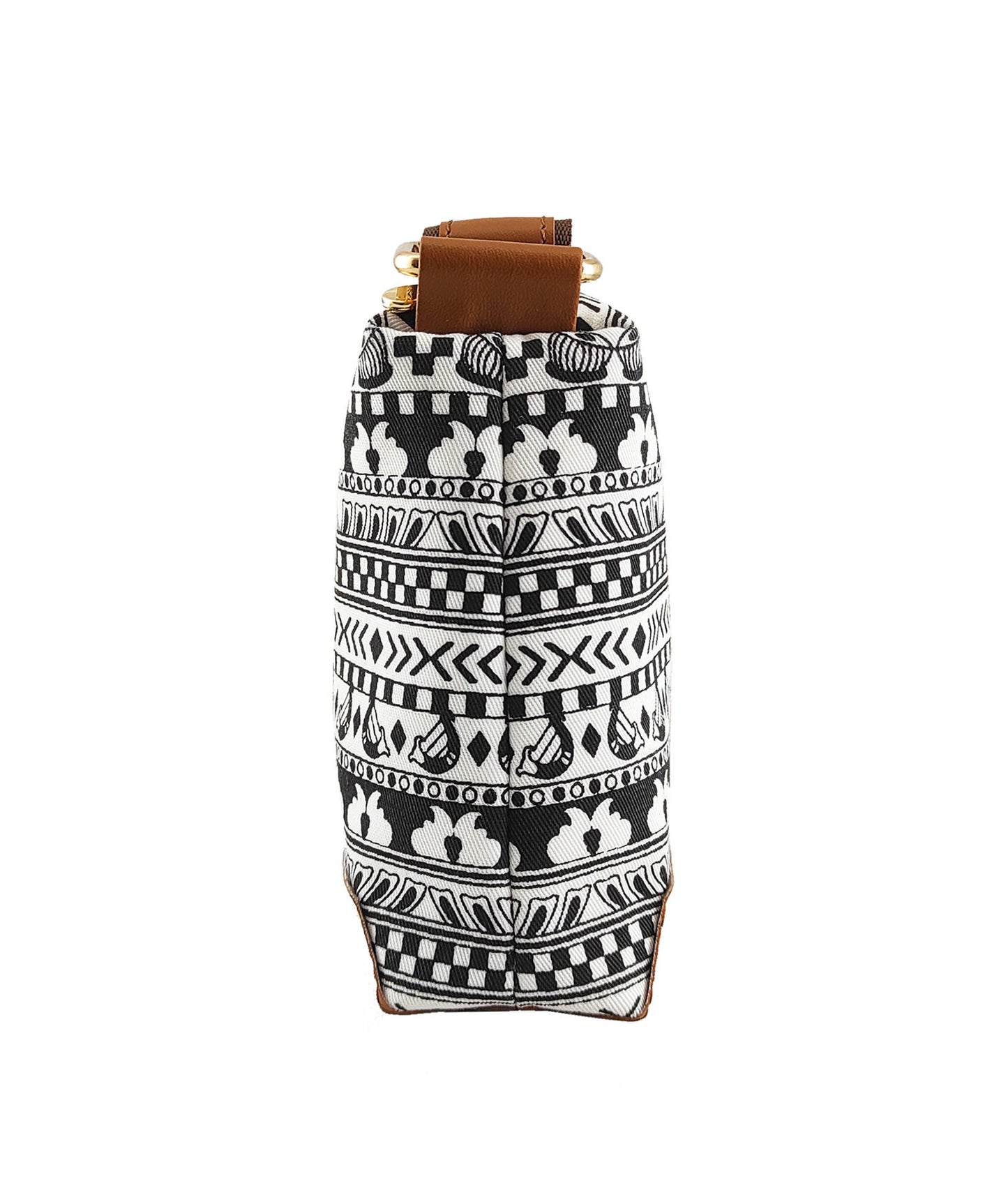 Music Border Printed Canvas Box Sling Bag White