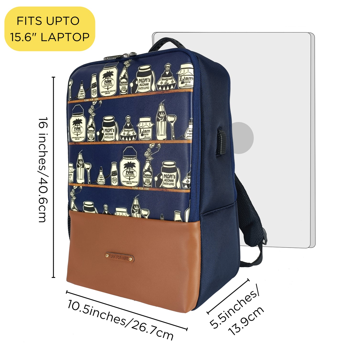 Free Card Wallet with Bottle Laptop Navy Backpack