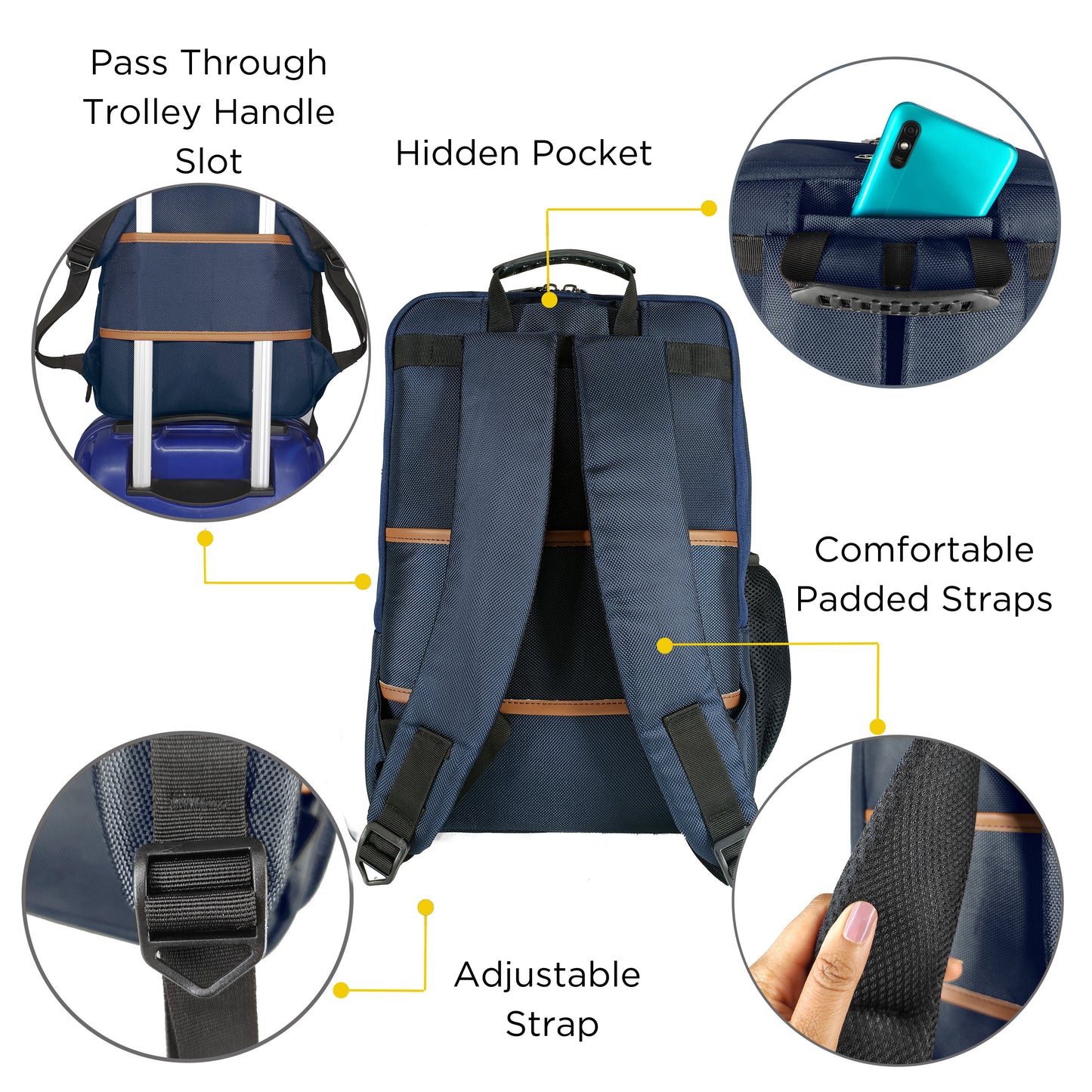 Free Card Wallet with Bottle Laptop Navy Backpack