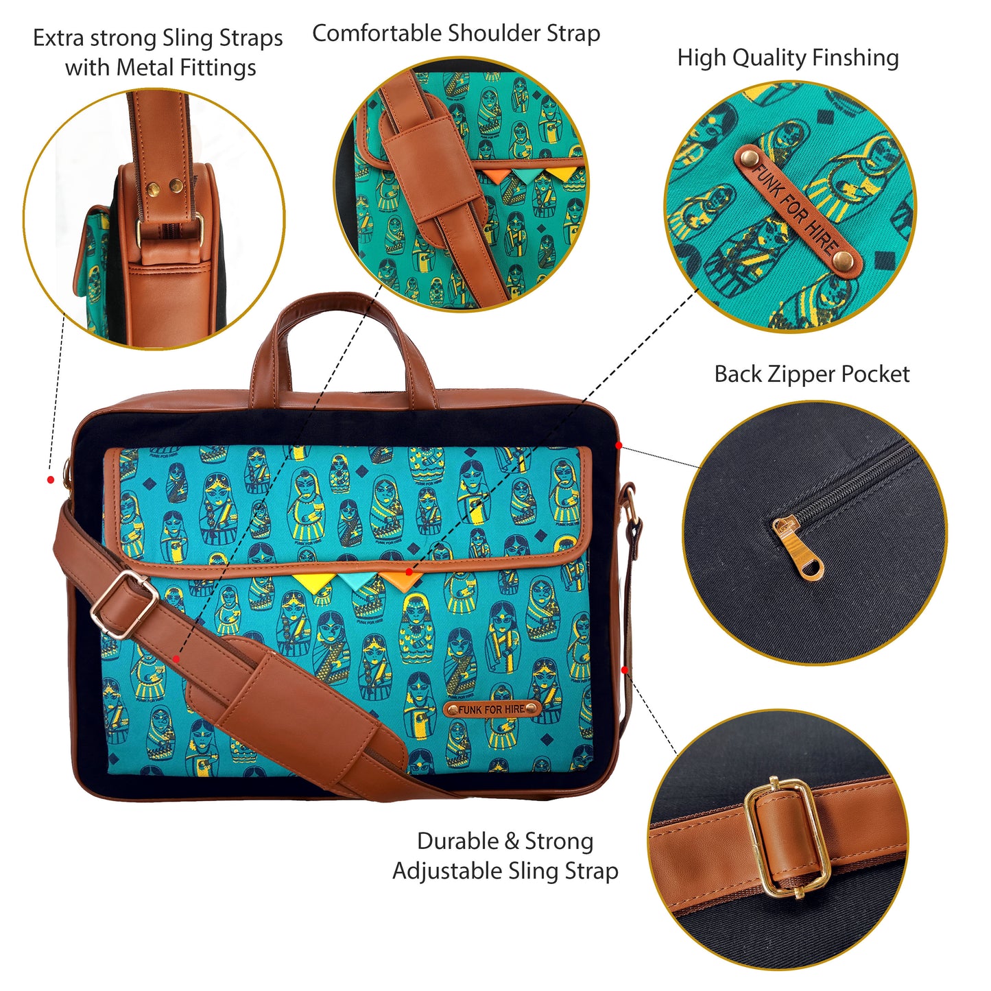 Combo Offers : Doll One Pocket Laptop Black Bag & Loop Black Wallet