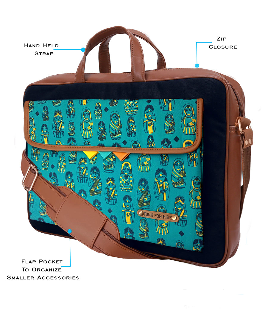 Garage Sale : Doll One Pocket Laptop green Bag 13 inch-05
