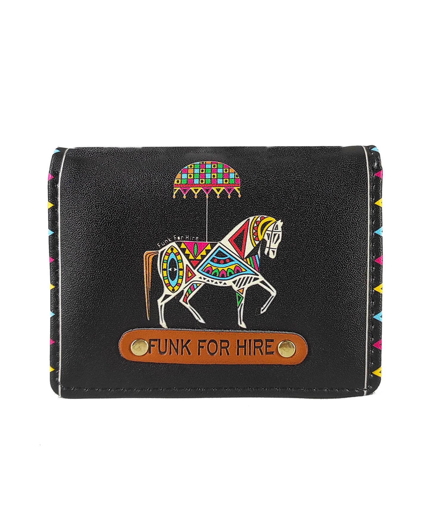 Horse Printed Black Pocket Wallet