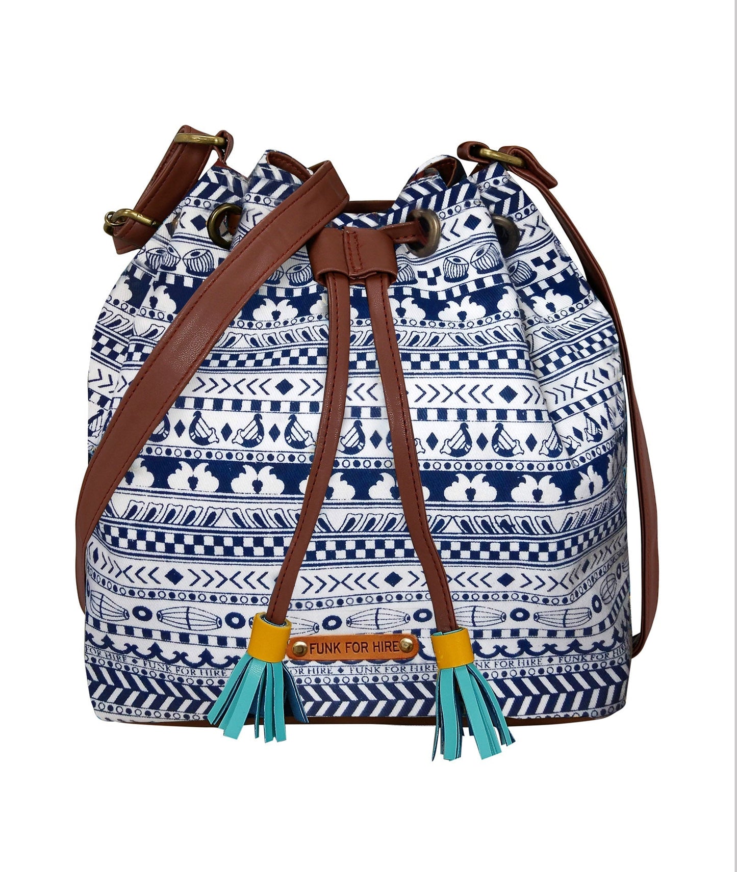 Garage Sale : Drawstring White Sling Bag Music Border-43
