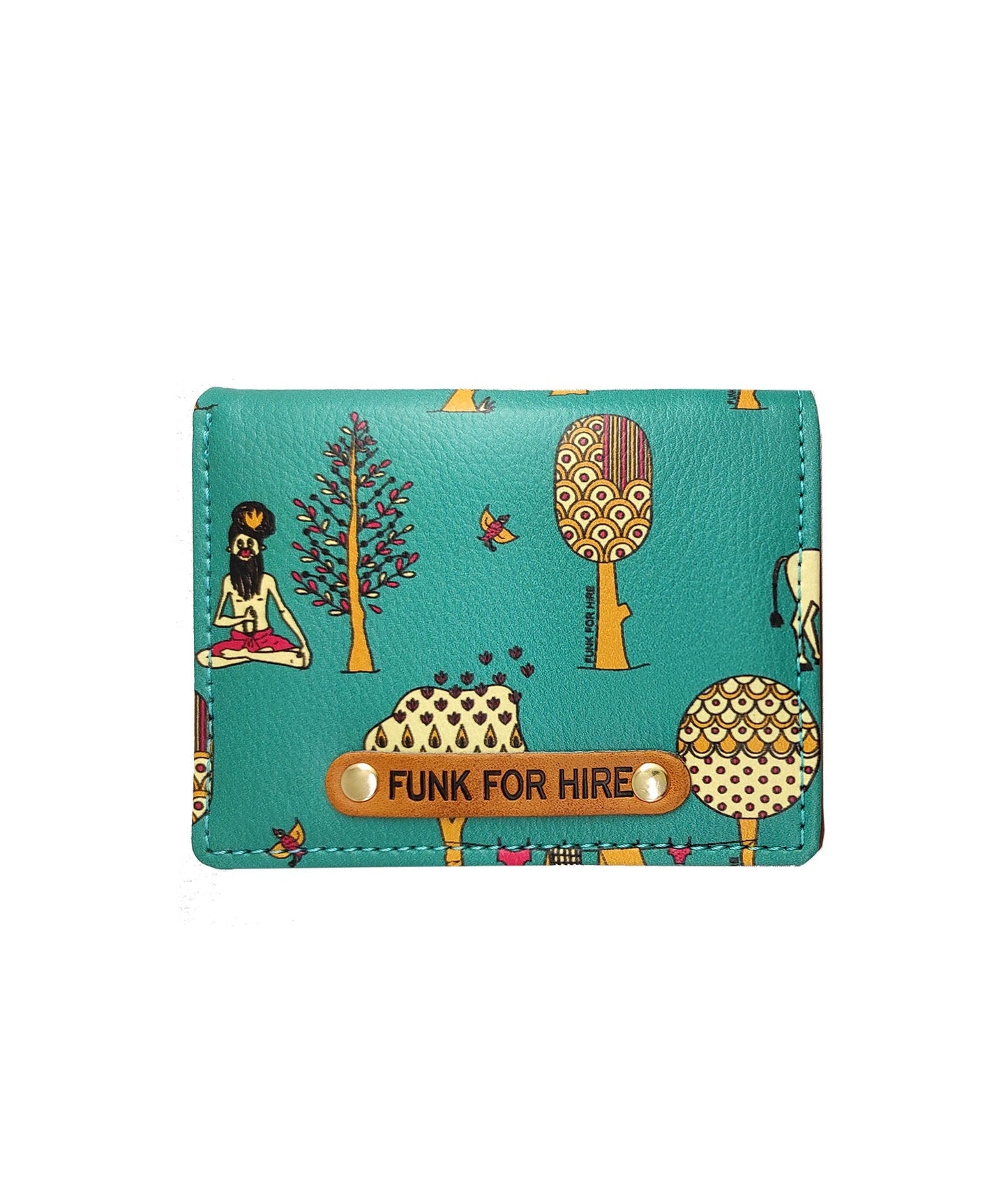 Garage Sale : Tree Printed Pocket Teal Wallet -02