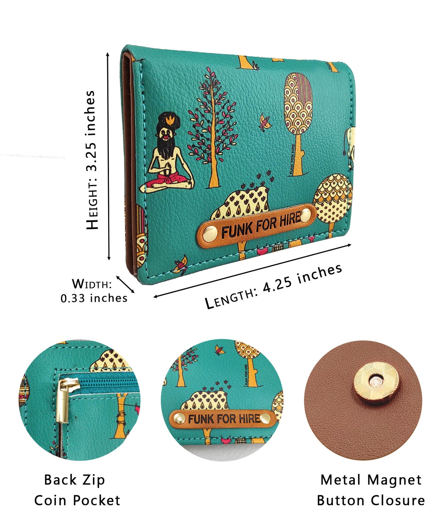 Garage Sale : Tree Printed Pocket Teal Wallet -13