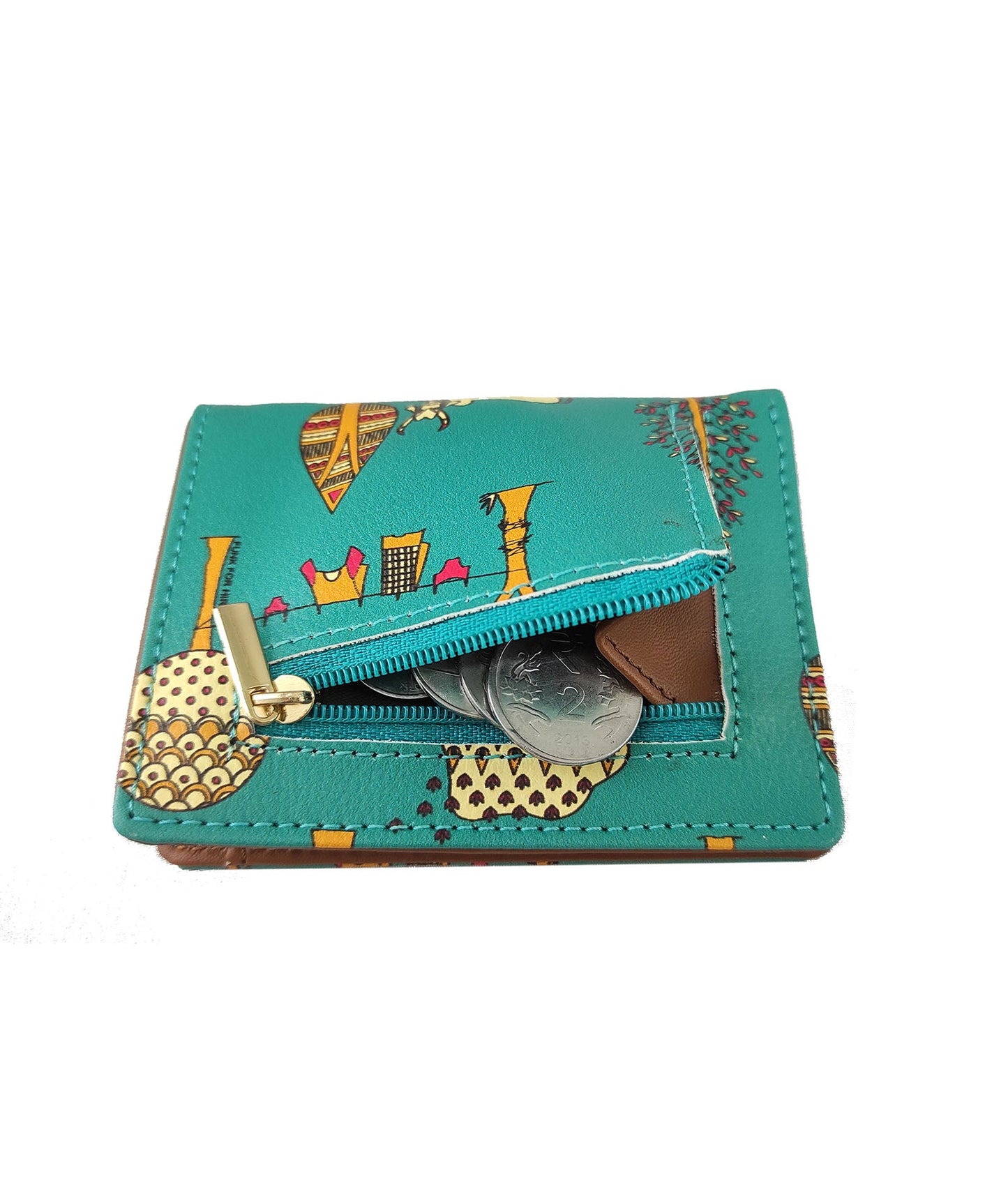 Garage Sale : Tree Printed Pocket Teal Wallet -13