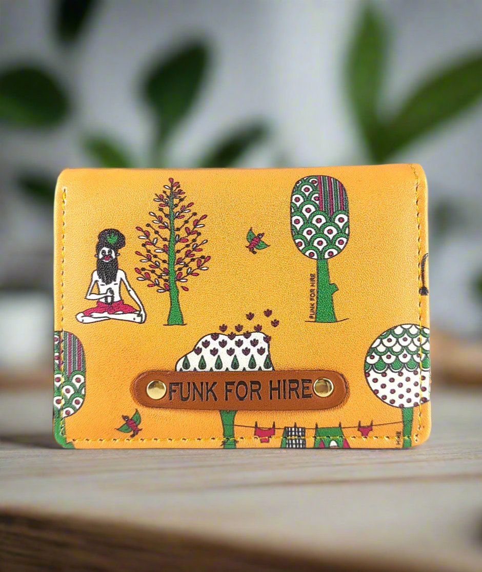 Tree Printed Yellow Pocket Wallet