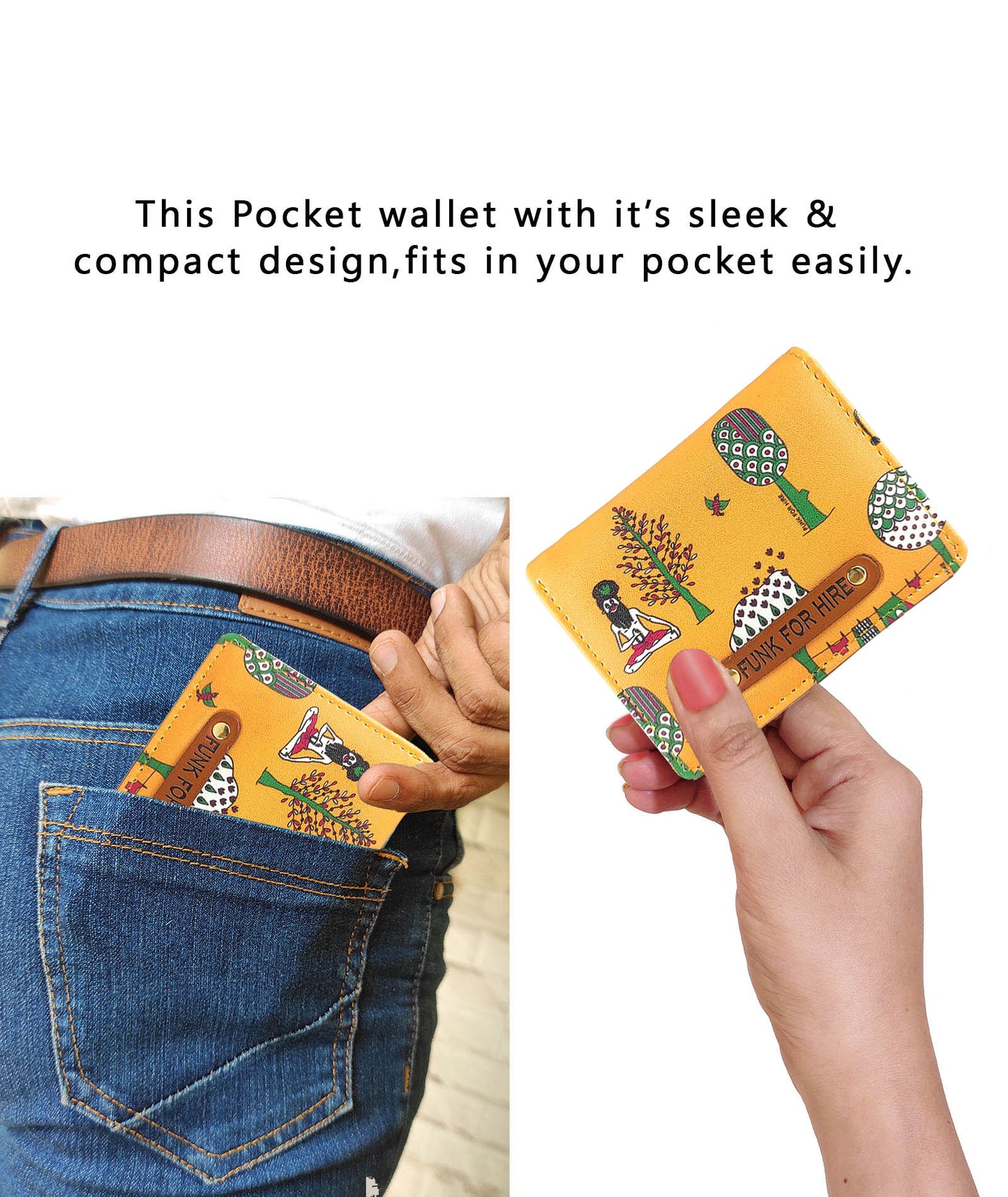 Tree Printed Yellow Pocket Wallet