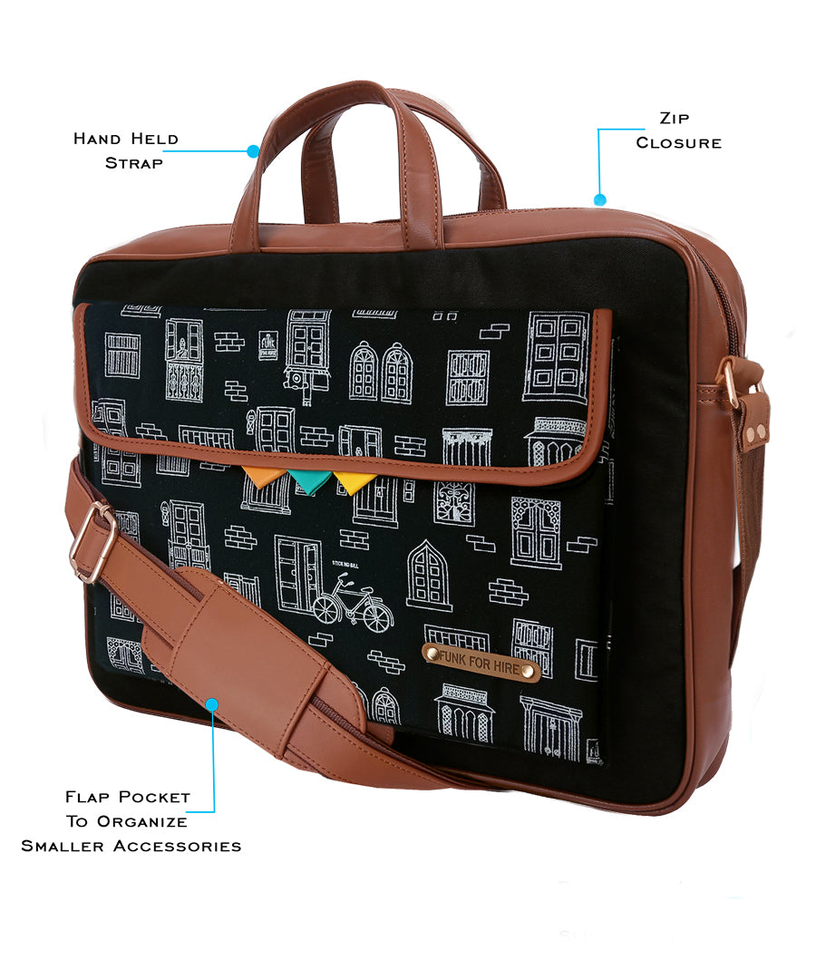 Combo Offers : Wall One Pocket Laptop Black Bag & Loop Black Wallet