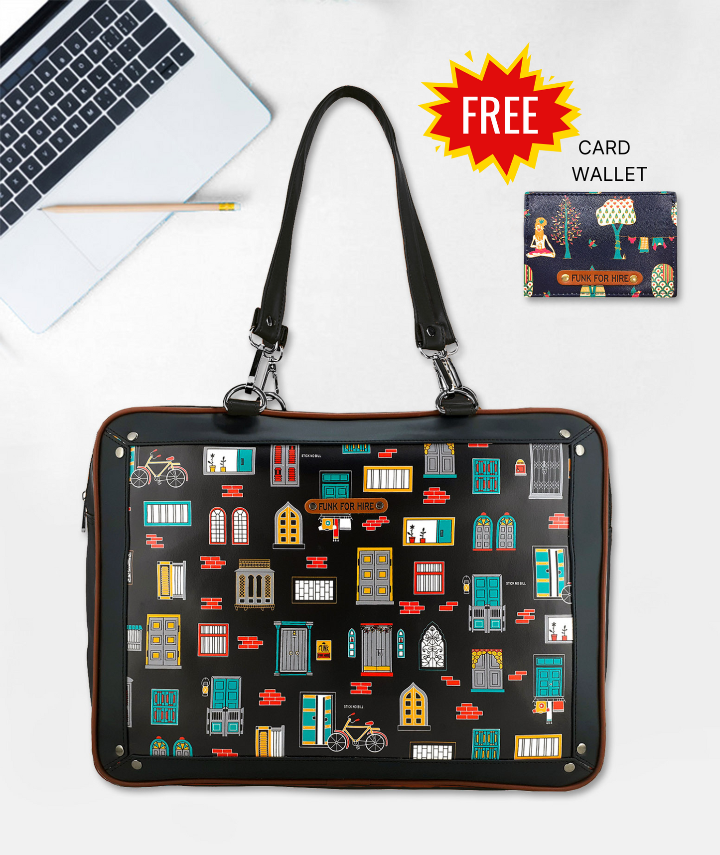 Free Card Wallet with Wall Luggage Bag Black