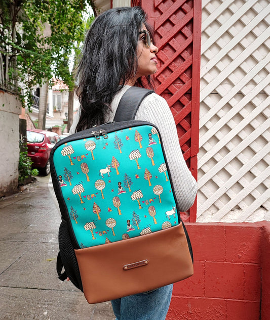Backpack Tree Teal and Brown
