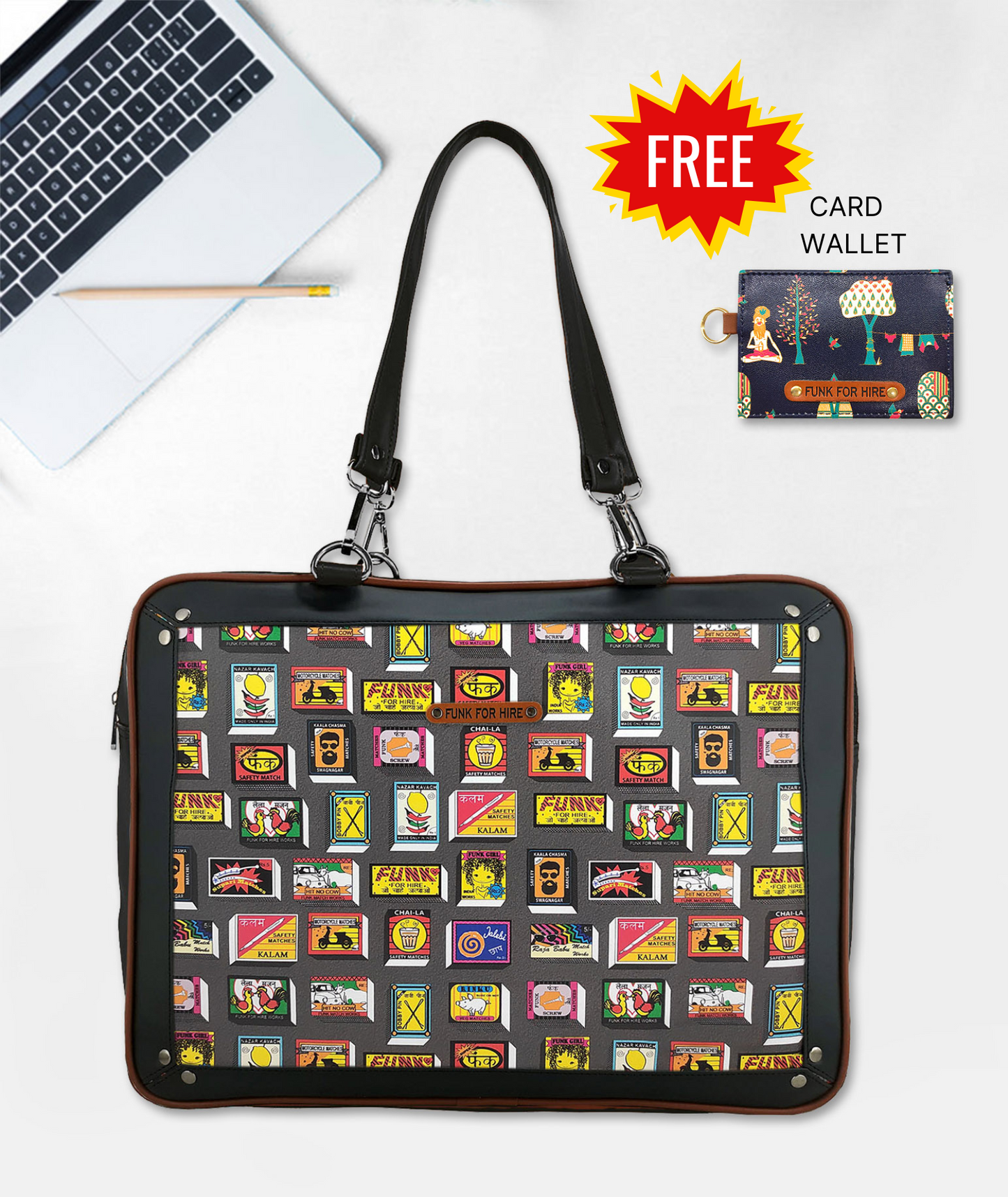 Free Card Wallet with Match Collage Luggage Bag Grey