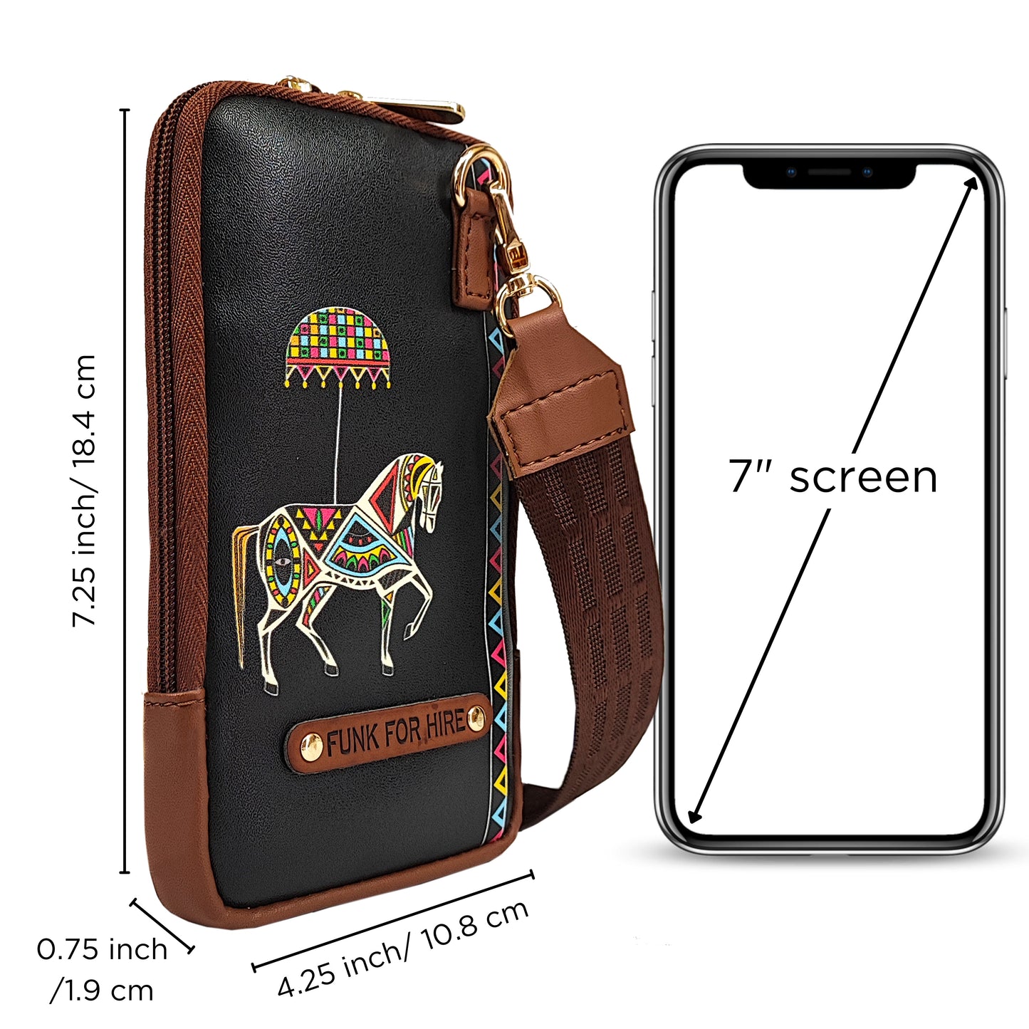 Mobile Phone Sling Horse Black