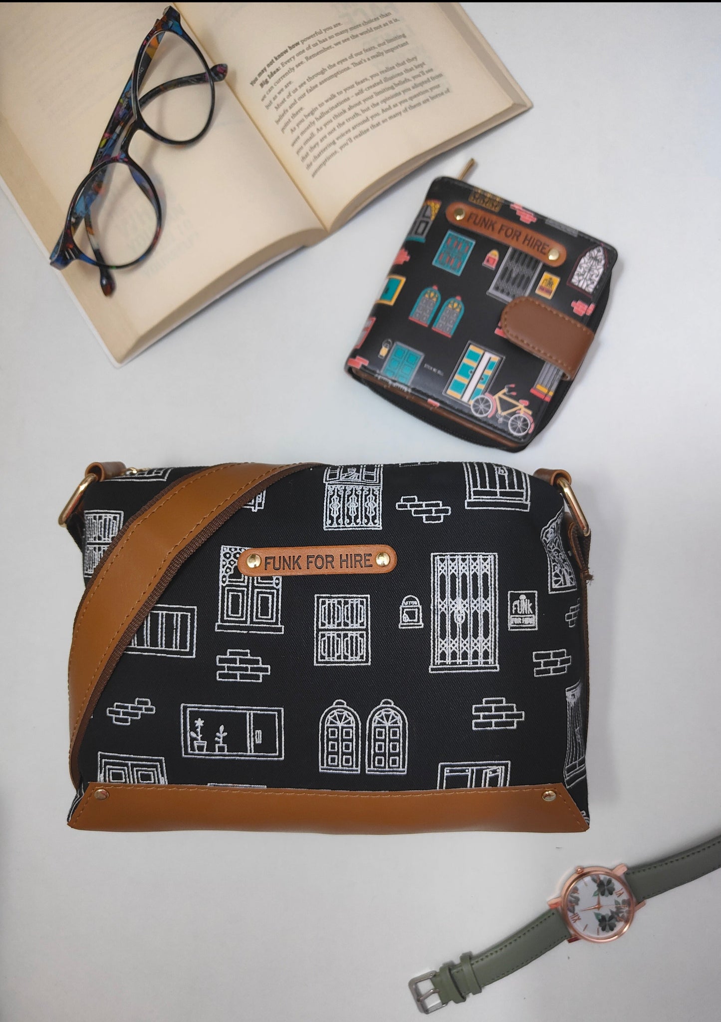 Combo Offers : Wall Box Black Sling Bag & Loop Black Wallet