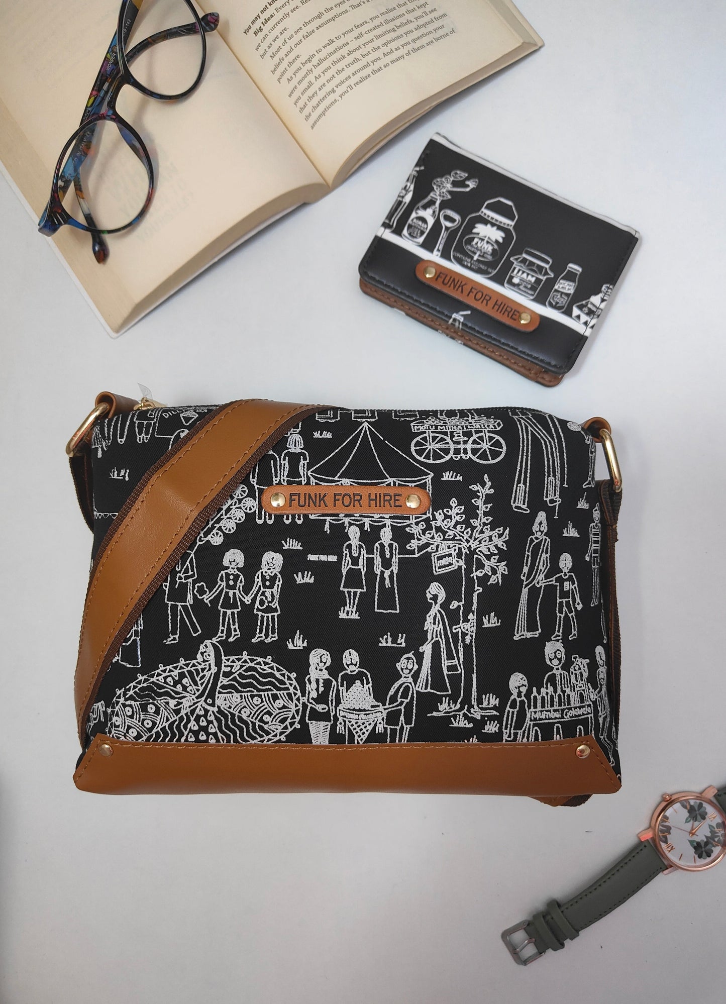 Combo Offers : Mela Box Black Sling Bag & Bottle Pocket Black Wallet