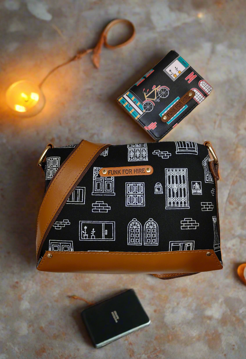 Combo Offers : Wall Box Black Sling Bag & Pocket Black Wallet