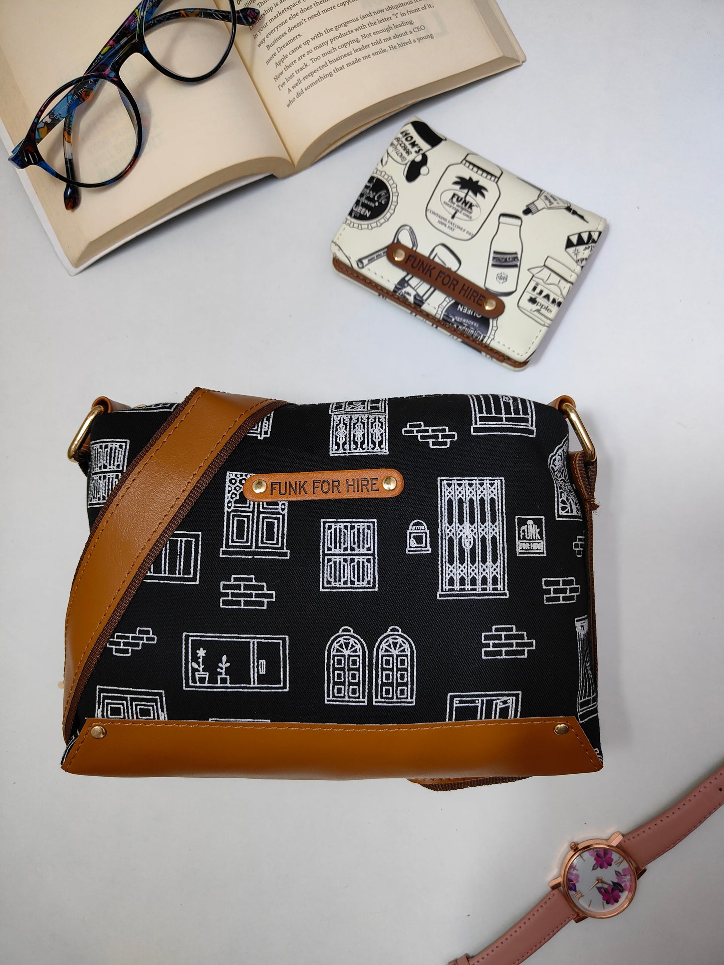 Combo Offers : Wall Box Black Sling Bag & bottle Pocket White Wallet