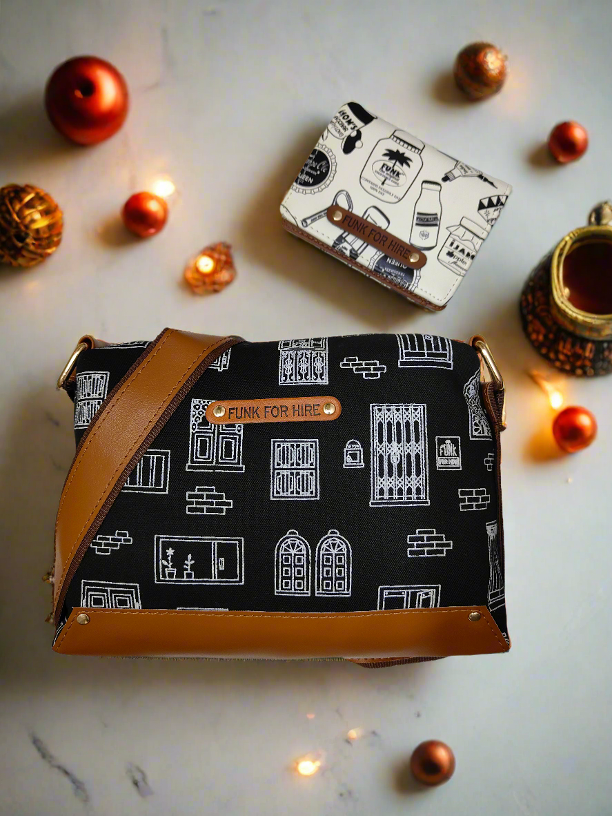Combo Offers : Wall Box Black Sling Bag & bottle Pocket White Wallet