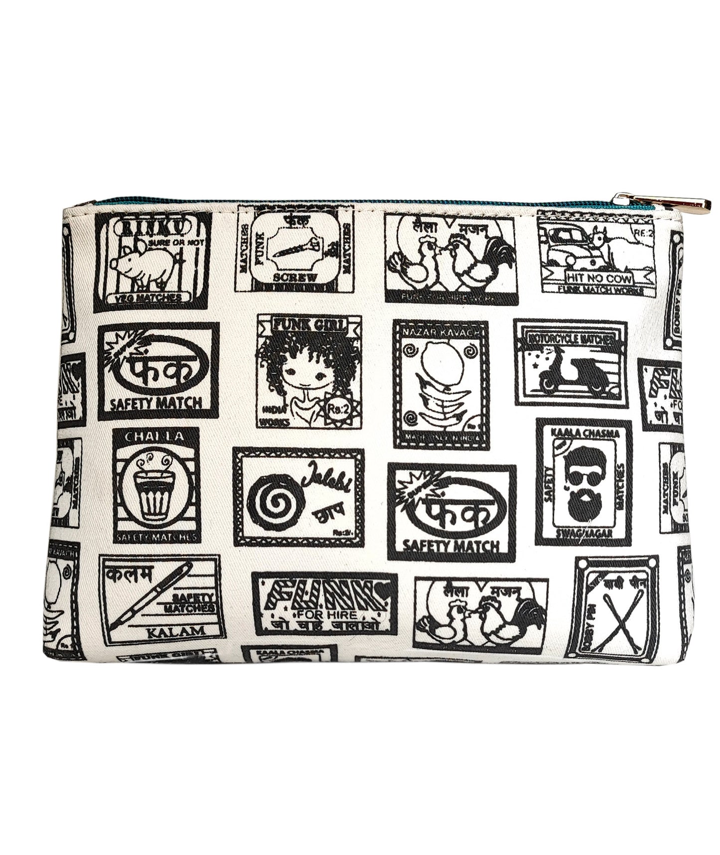 Match Box Printed Canvas Travel Pouch White