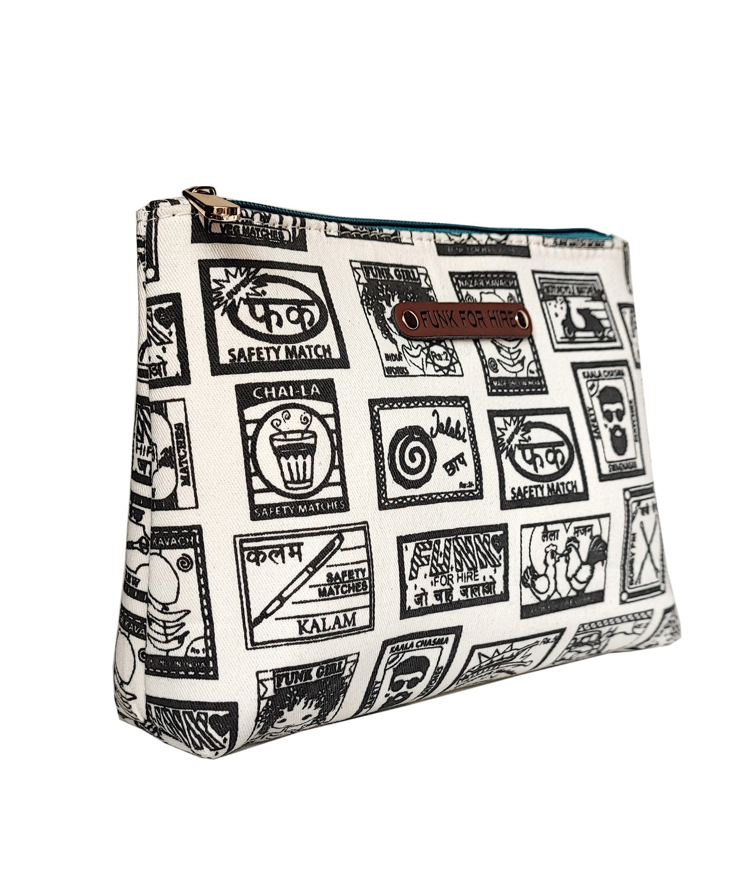 Match Box Printed Canvas Travel Pouch White