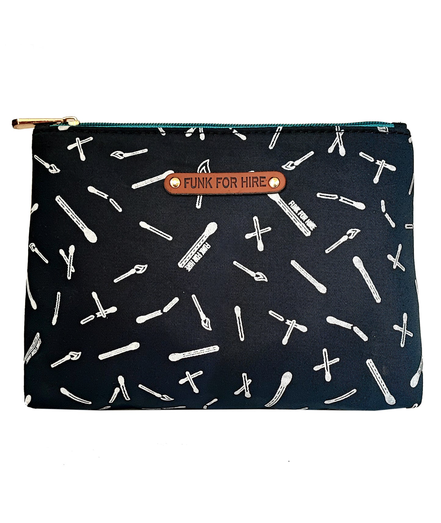 Match Stick Printed Canvas Travel Pouch Navy