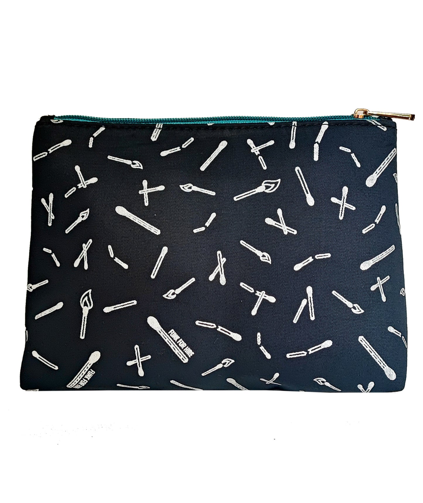 Match Stick Printed Canvas Travel Pouch Navy