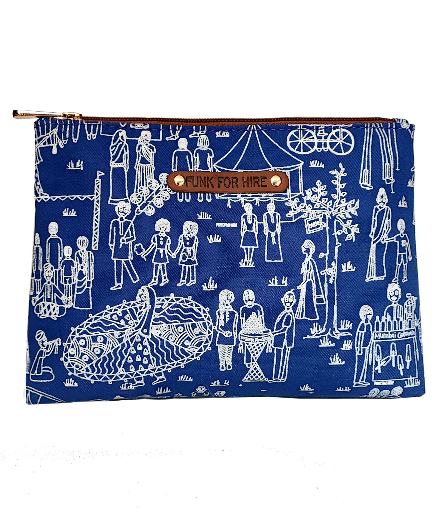 Mela Printed Canvas Travel Pouch Blue