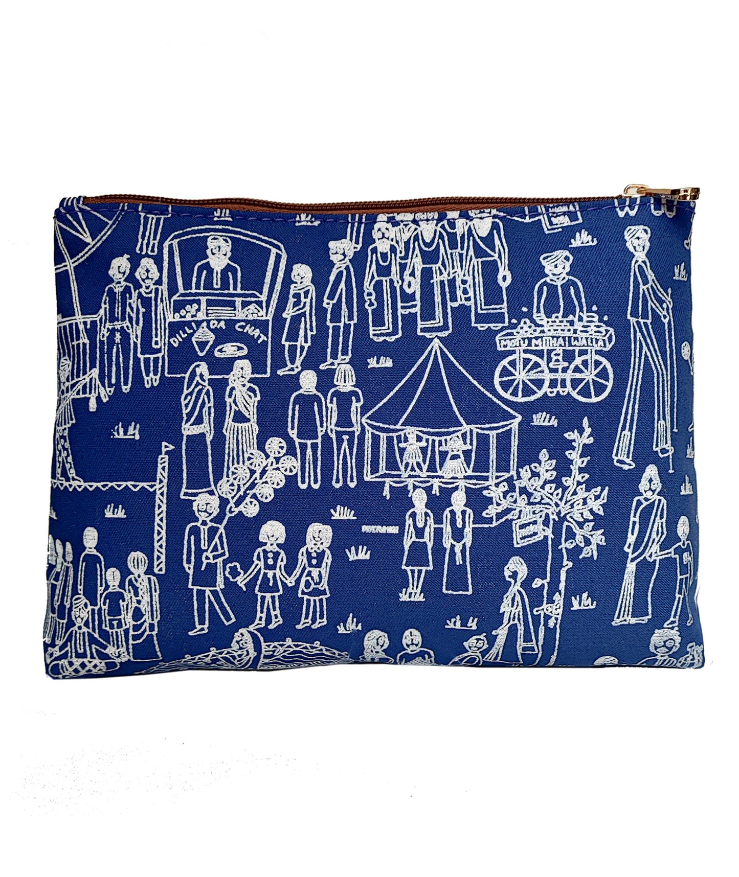 Mela Printed Canvas Travel Pouch Blue