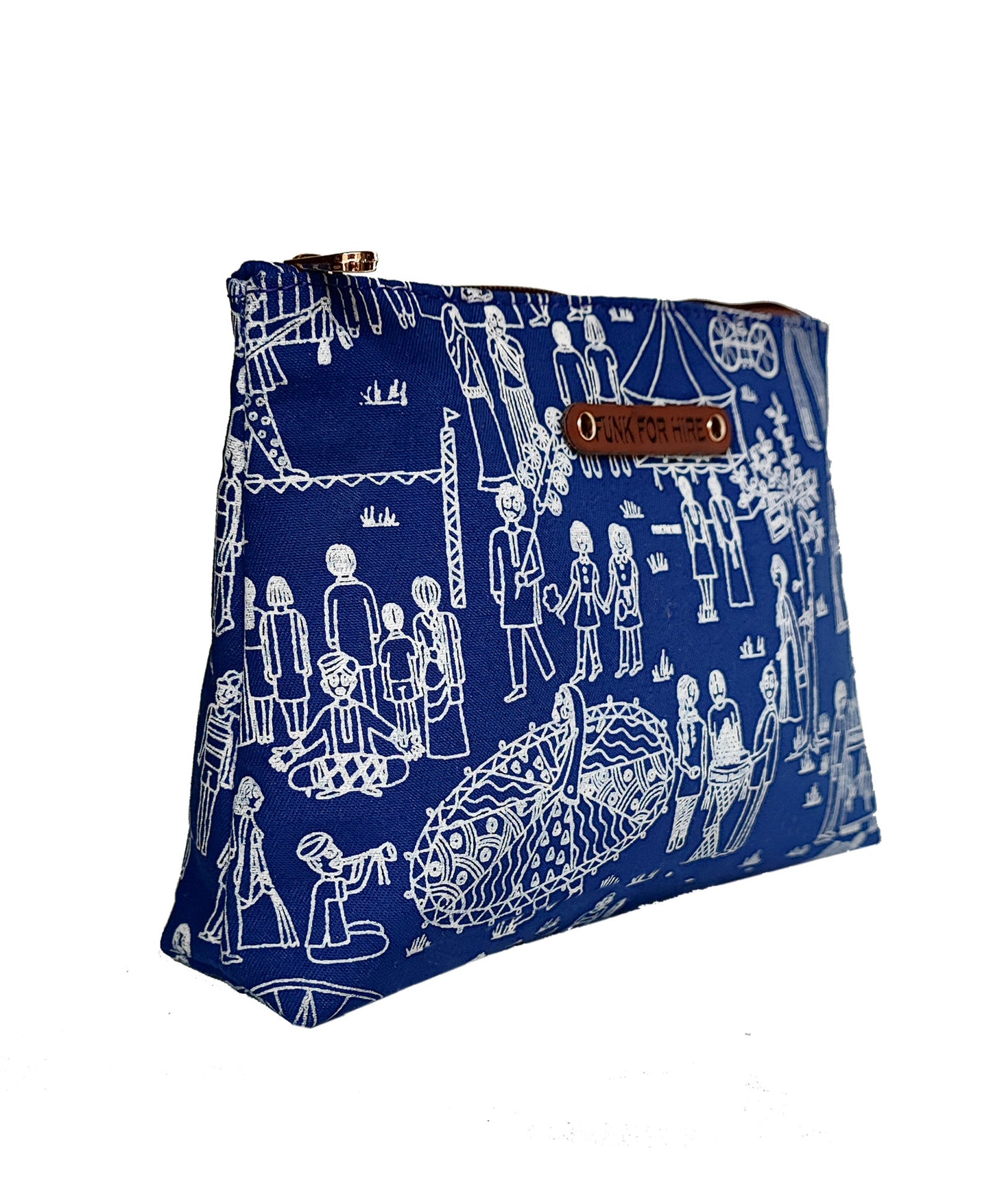 Mela Printed Canvas Travel Pouch Blue