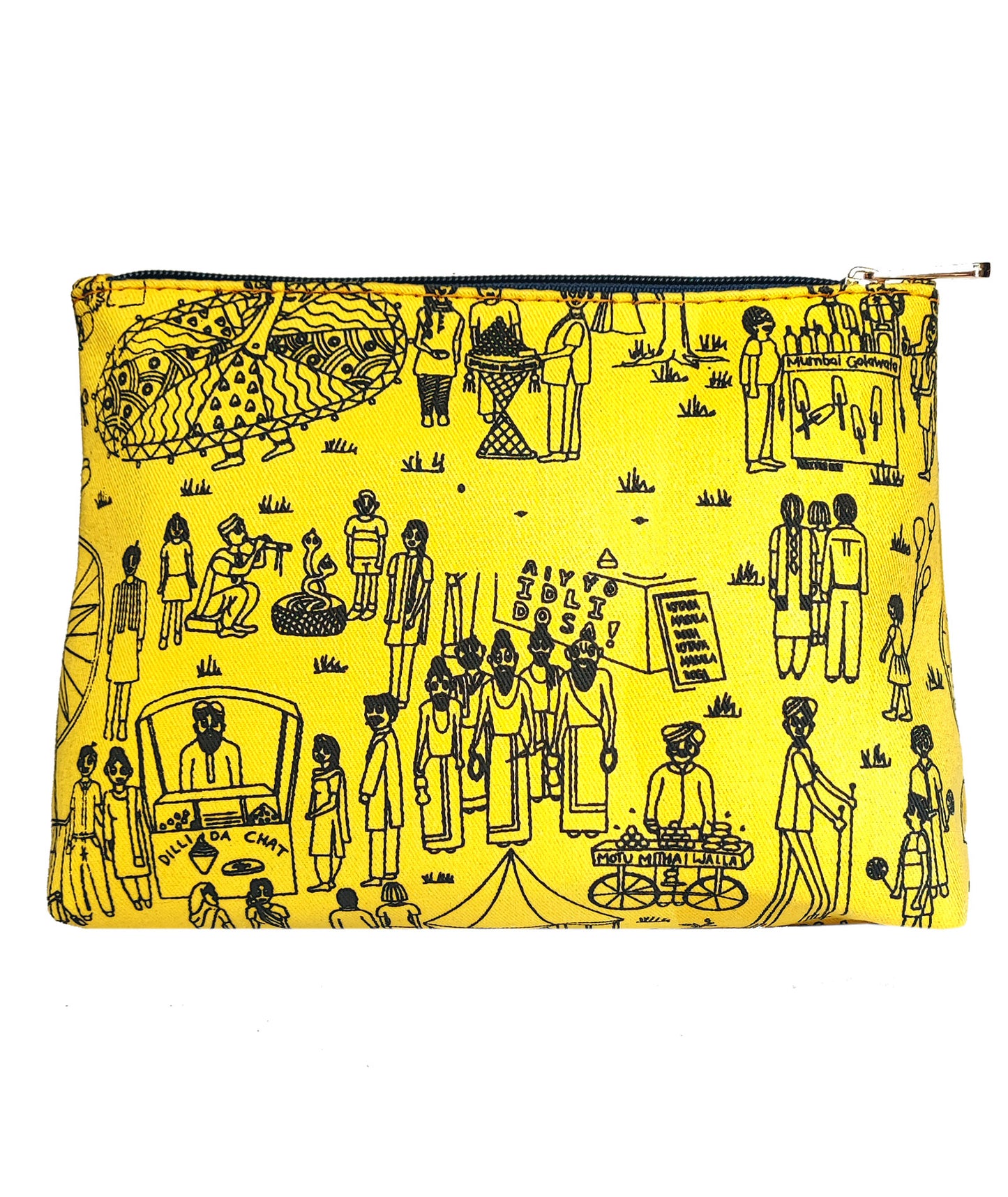 Mela Printed Canvas Travel Pouch Yellow