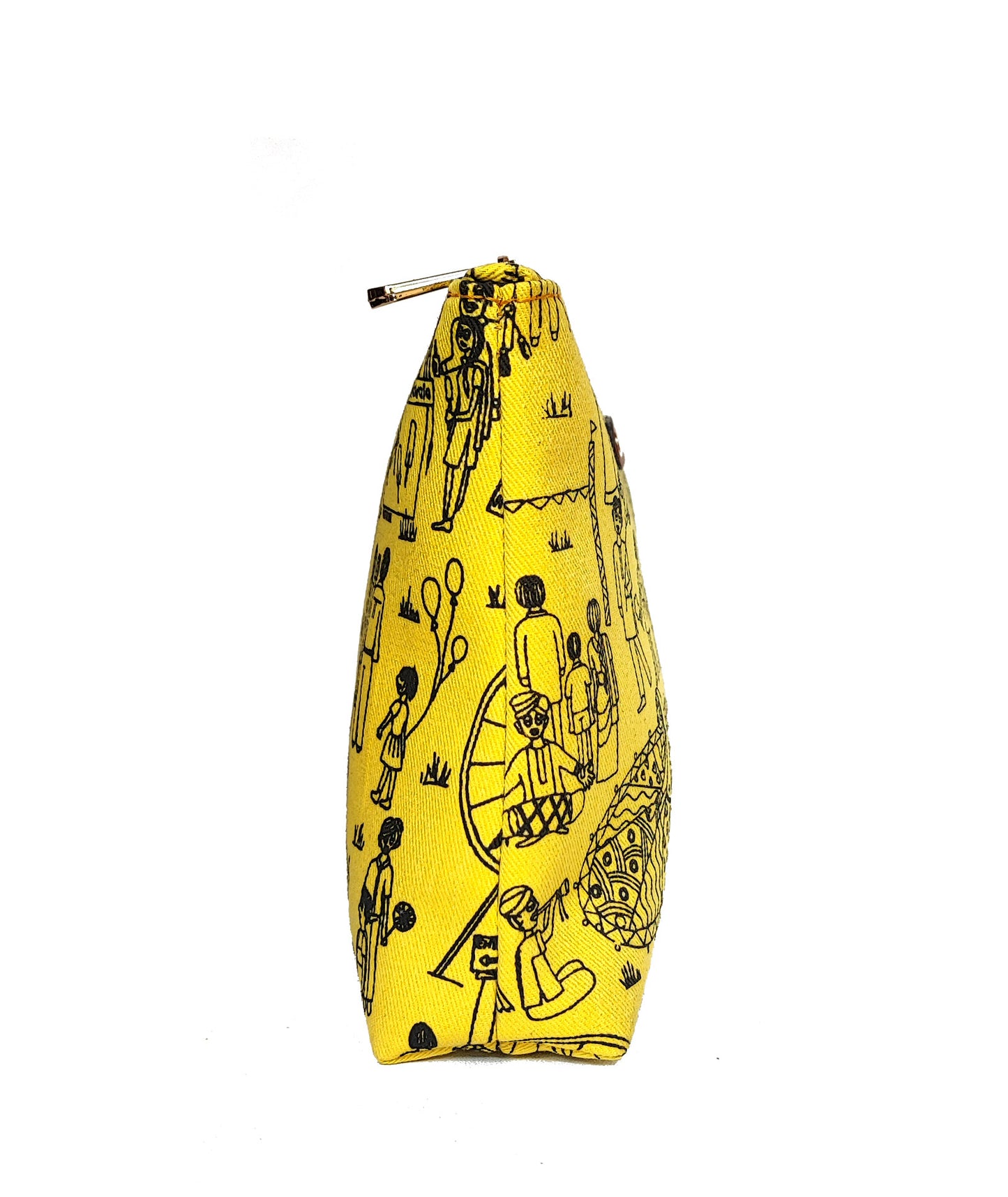 Mela Printed Canvas Travel Pouch Yellow