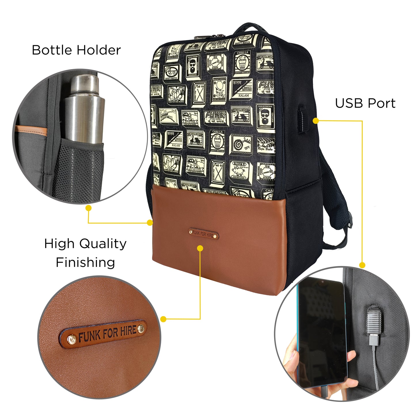 Free Card Wallet with Match Laptop Grey Backpack
