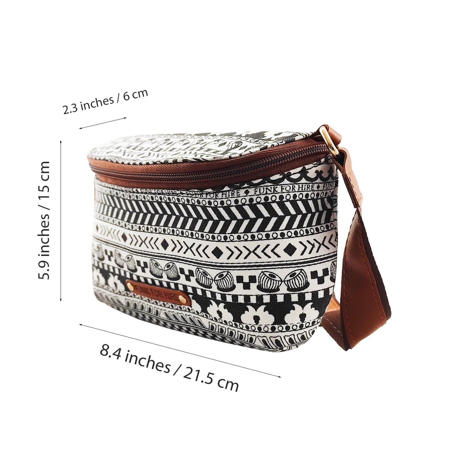 Music Border Printed Fanny Pack White & Black