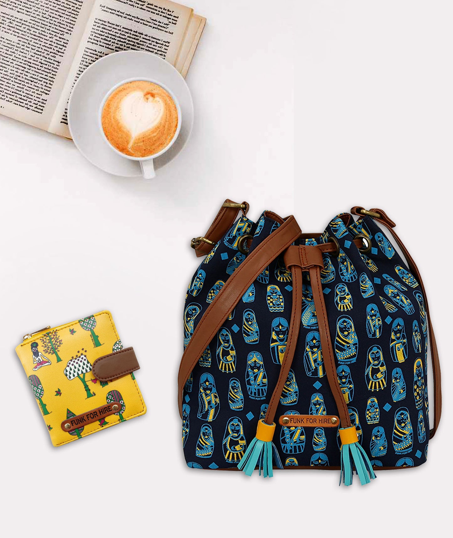 Combo Offers: Doll Drawstring Bag & Tree Mustard Loop Wallet