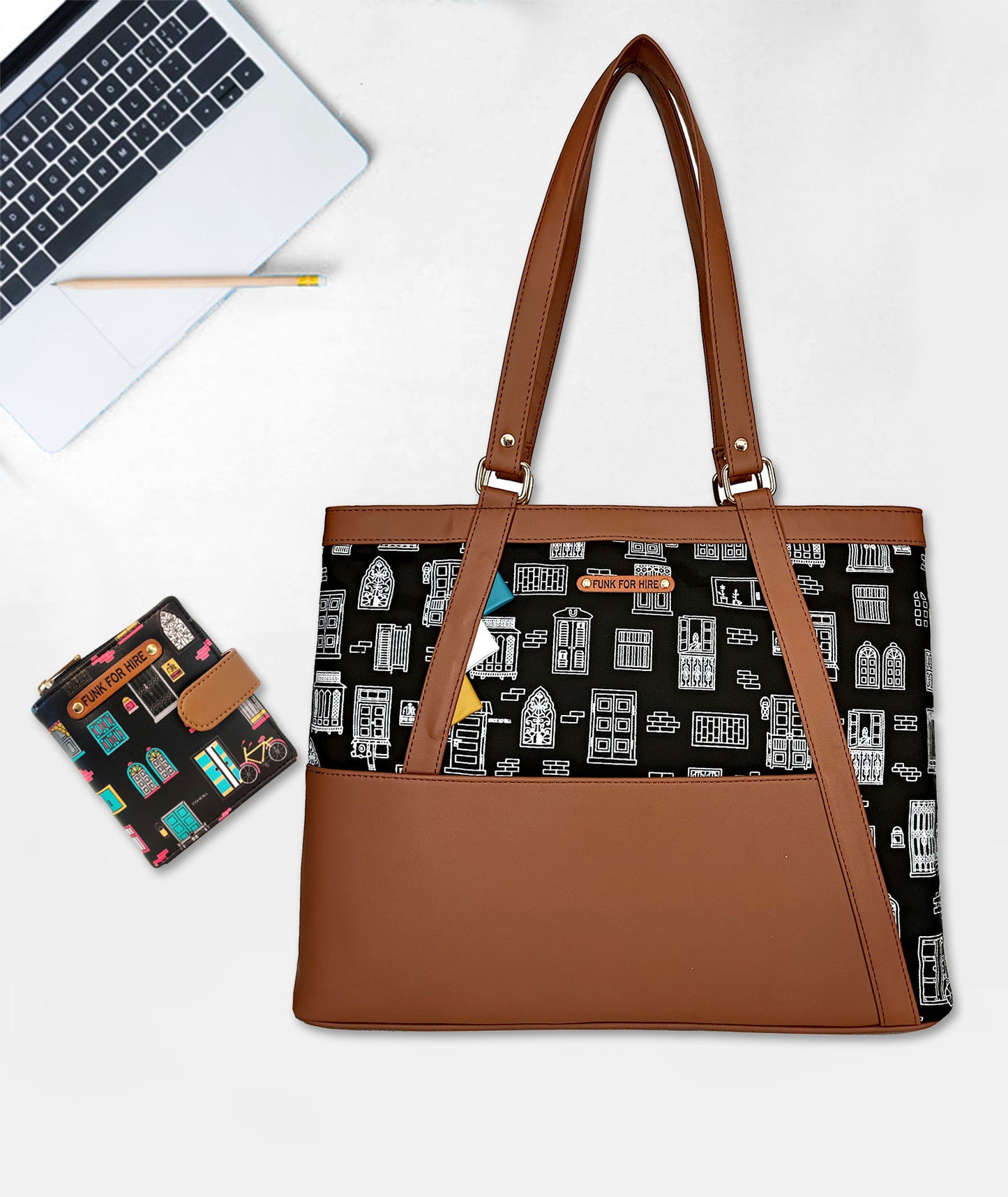 Combo Offers :Wall Tote Black Handbag & Loop Black Wallet