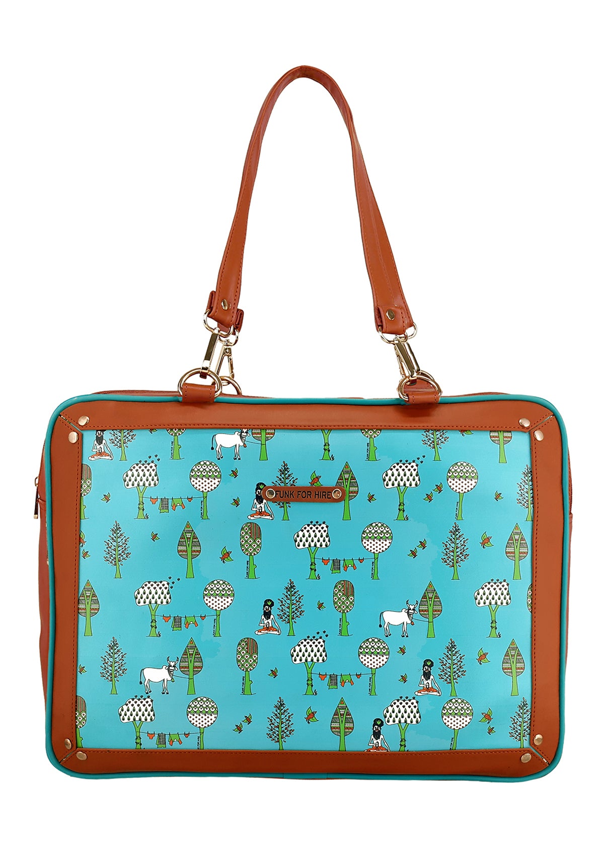 Free Card Wallet with Tree Luggage Bag Aqua