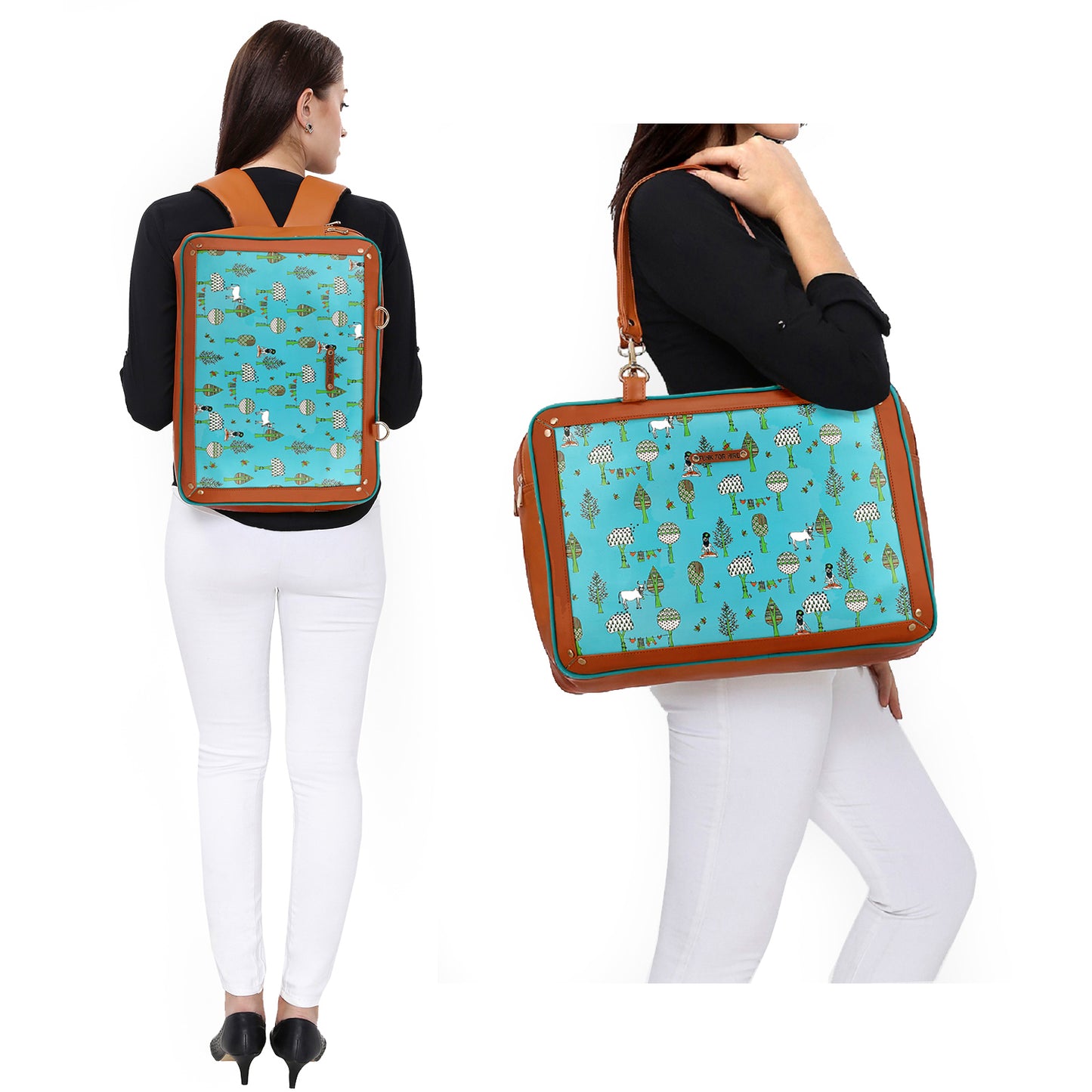 Free Card Wallet with Tree Luggage Bag Aqua