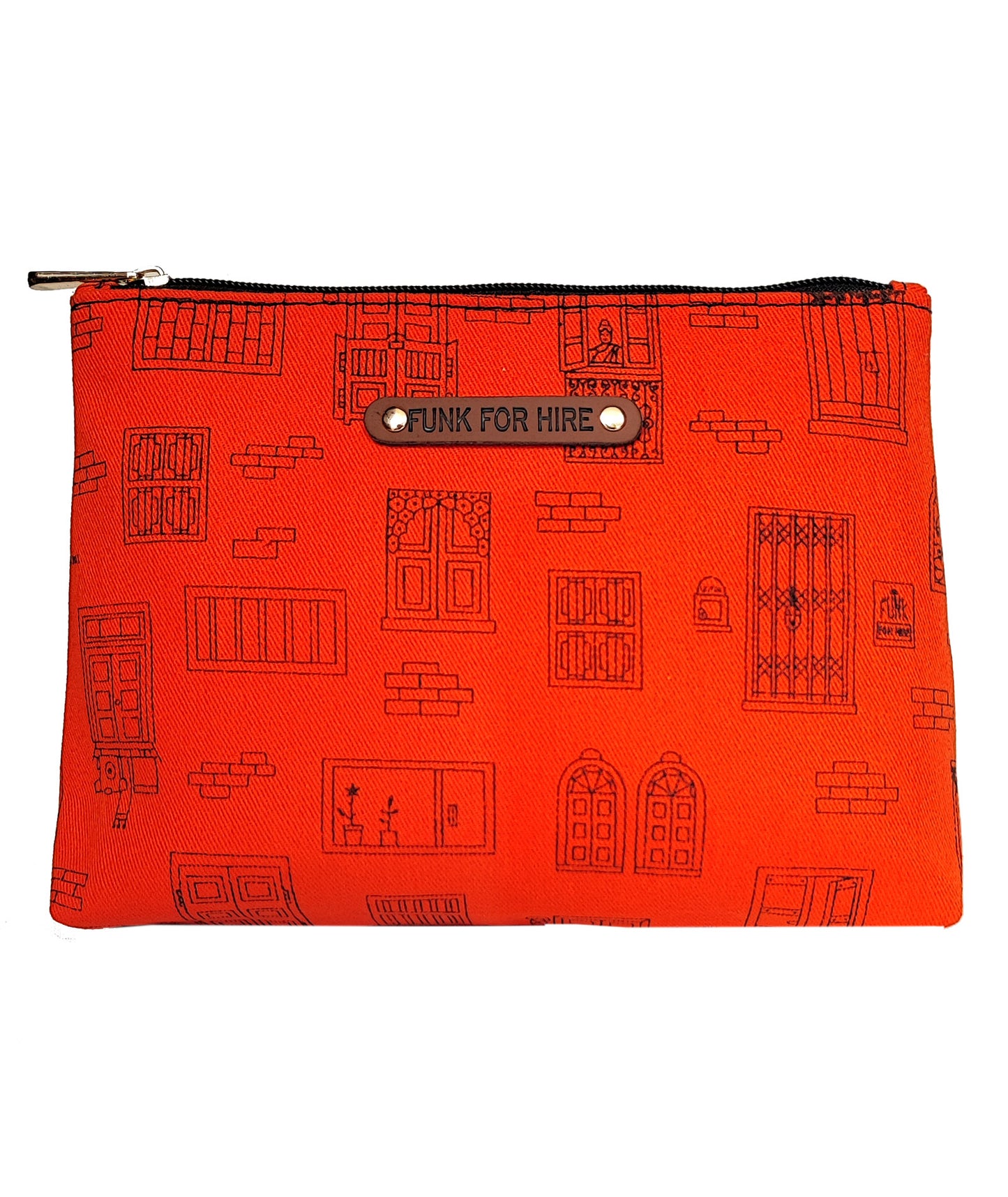 Wall Printed Canvas Travel Pouch Orange