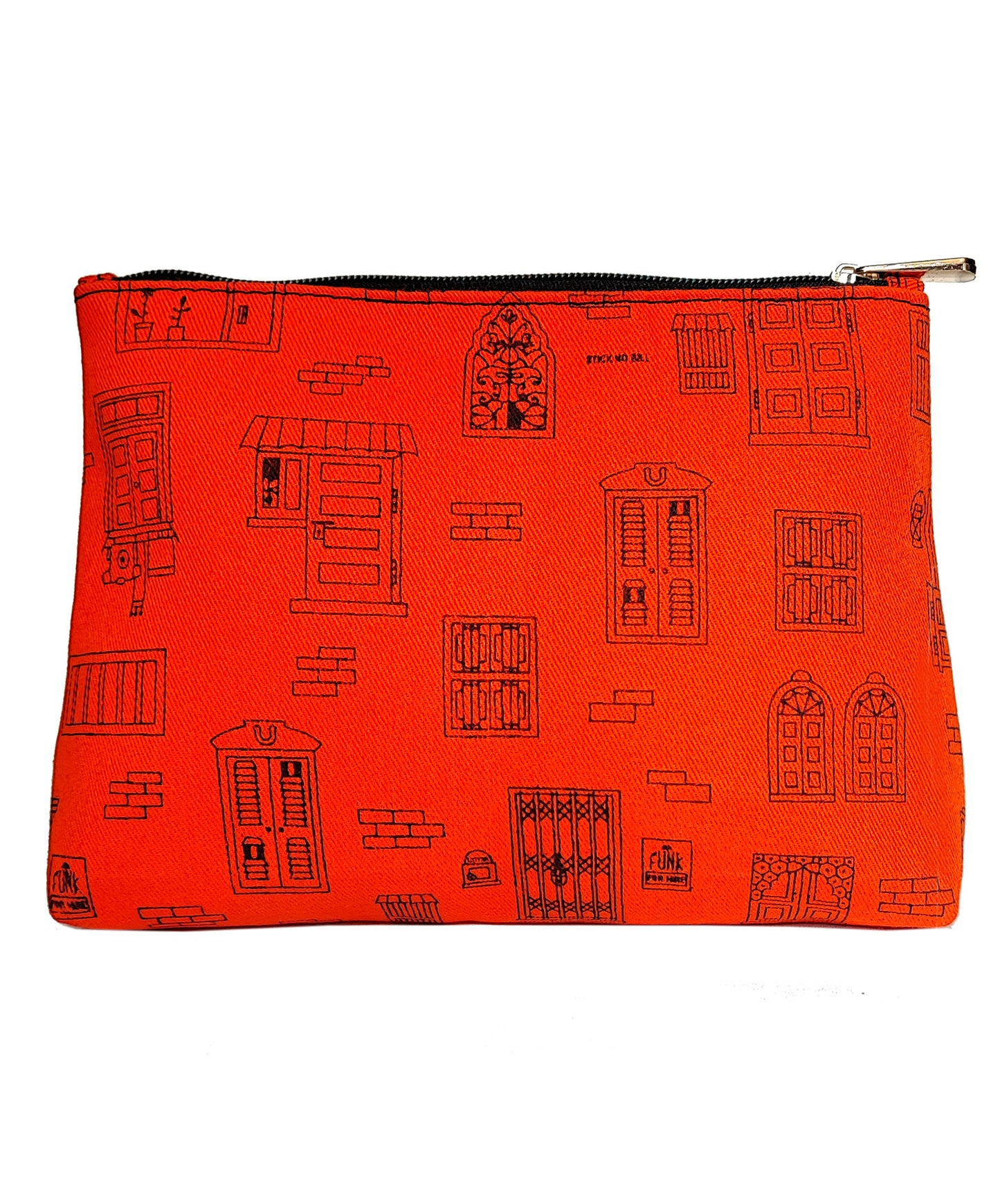Wall Printed Canvas Travel Pouch Orange