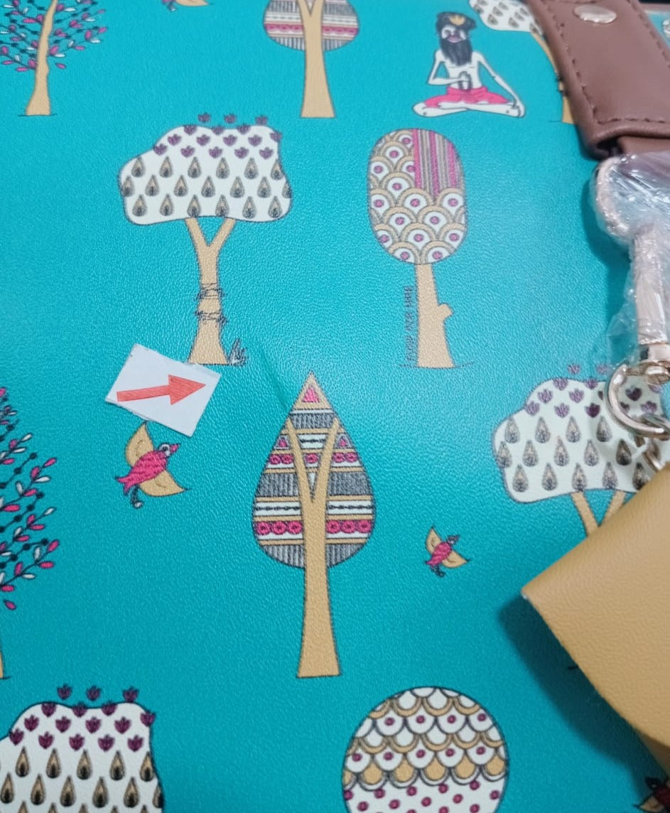 Garage Sale : Tree Laptop Teal Handbag - 01