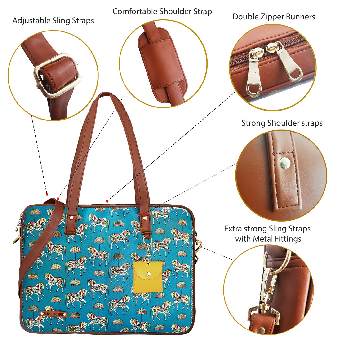 Laptop Handbag Horse Teal