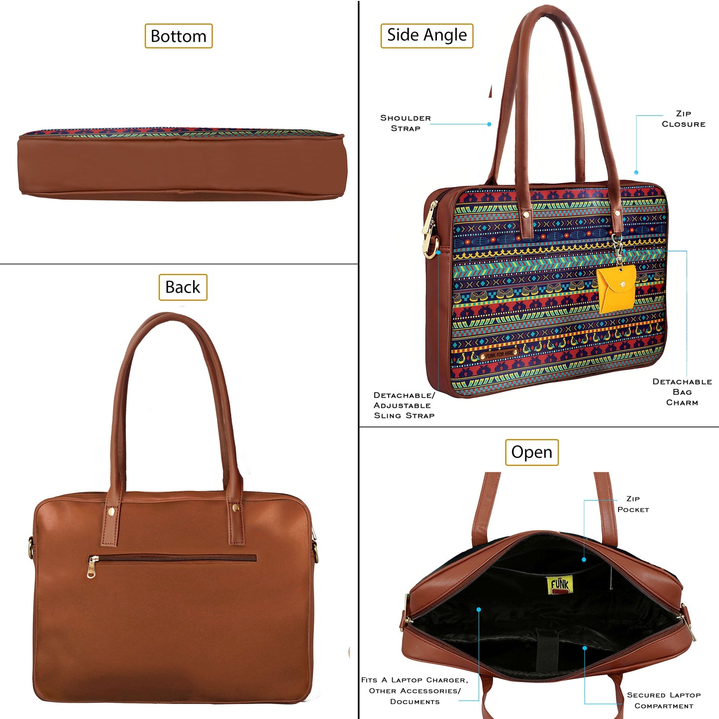 Garage Sale : Laptop Music Border Multi Handbag -13