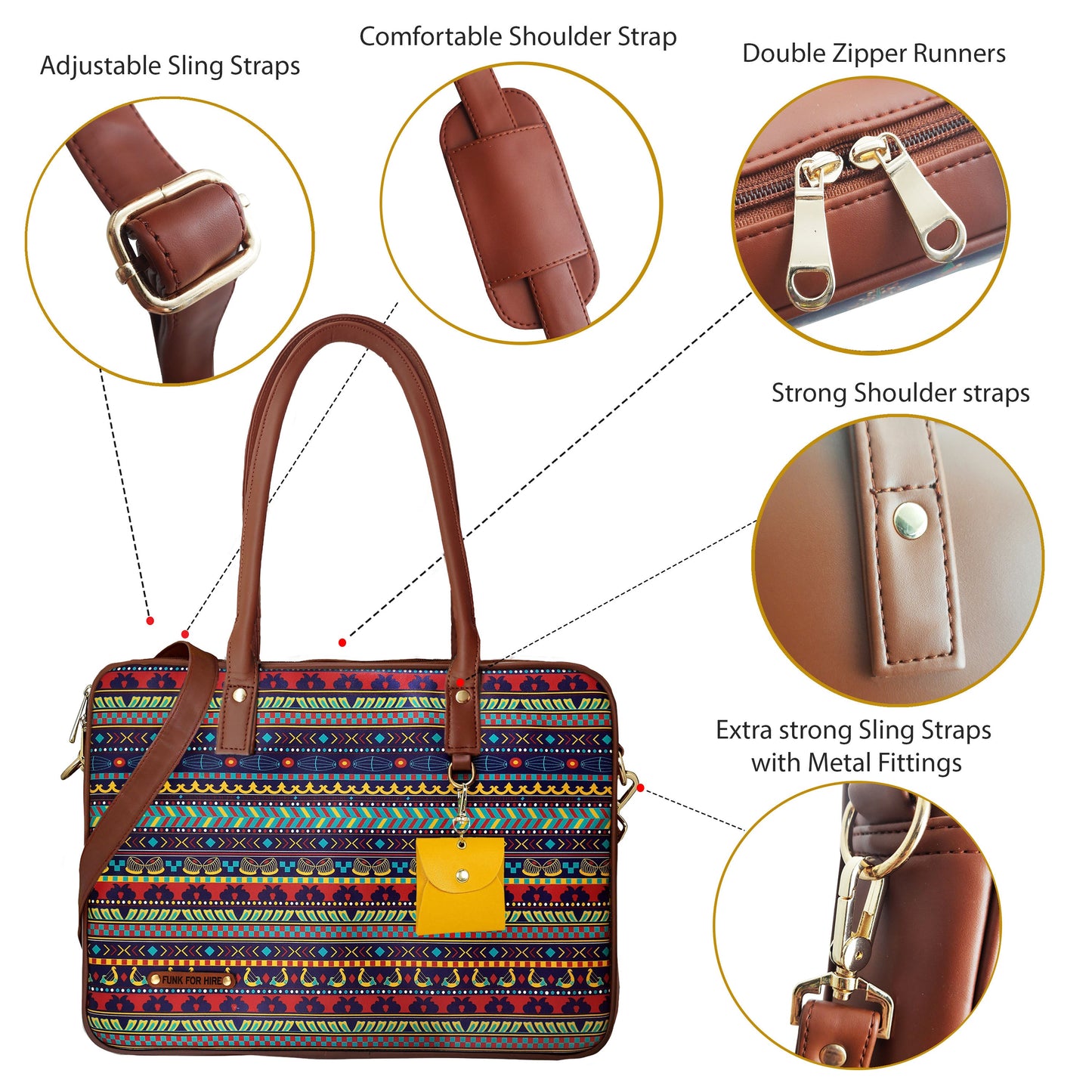 Garage Sale : Laptop Music Border Multi Handbag -13