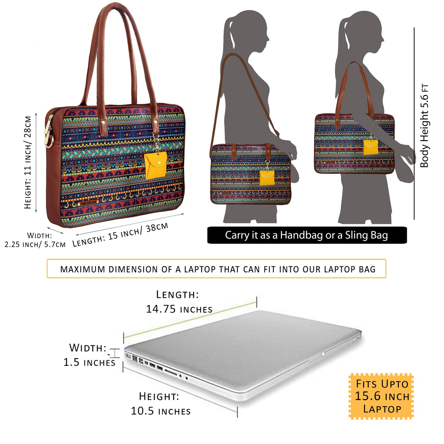 Garage Sale : Laptop Music Border Multi Handbag -13