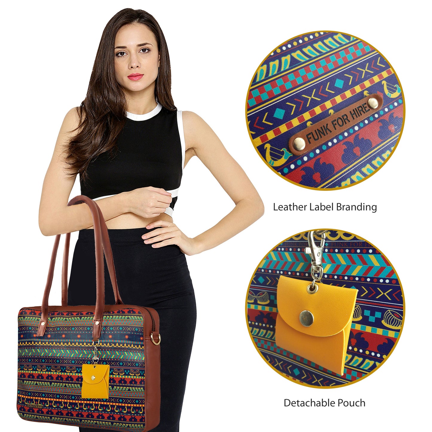 Garage Sale : Laptop Music Border Multi Handbag -13