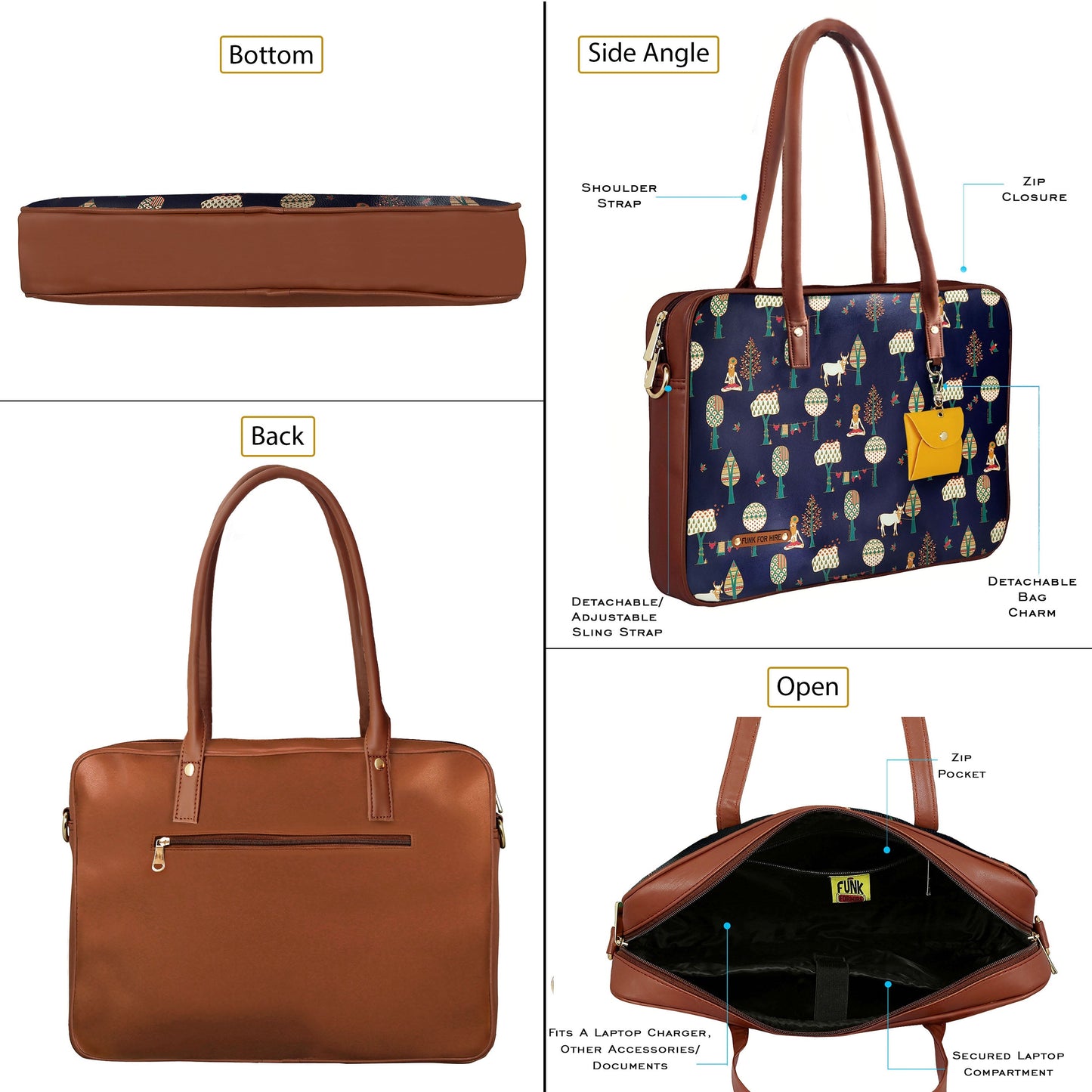 Garage Sale : Laptop Tree Navy Handbag- 05