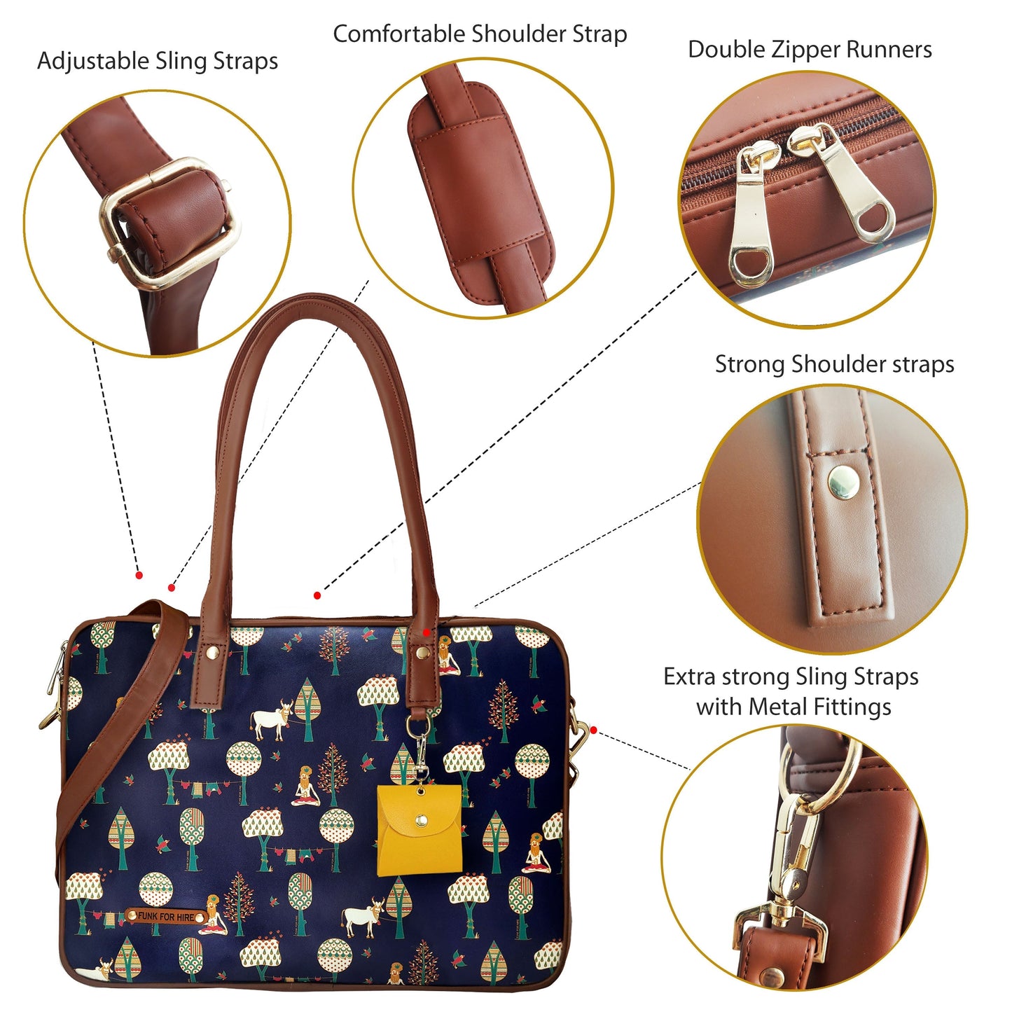 Garage Sale : Laptop Tree Navy Handbag- 06