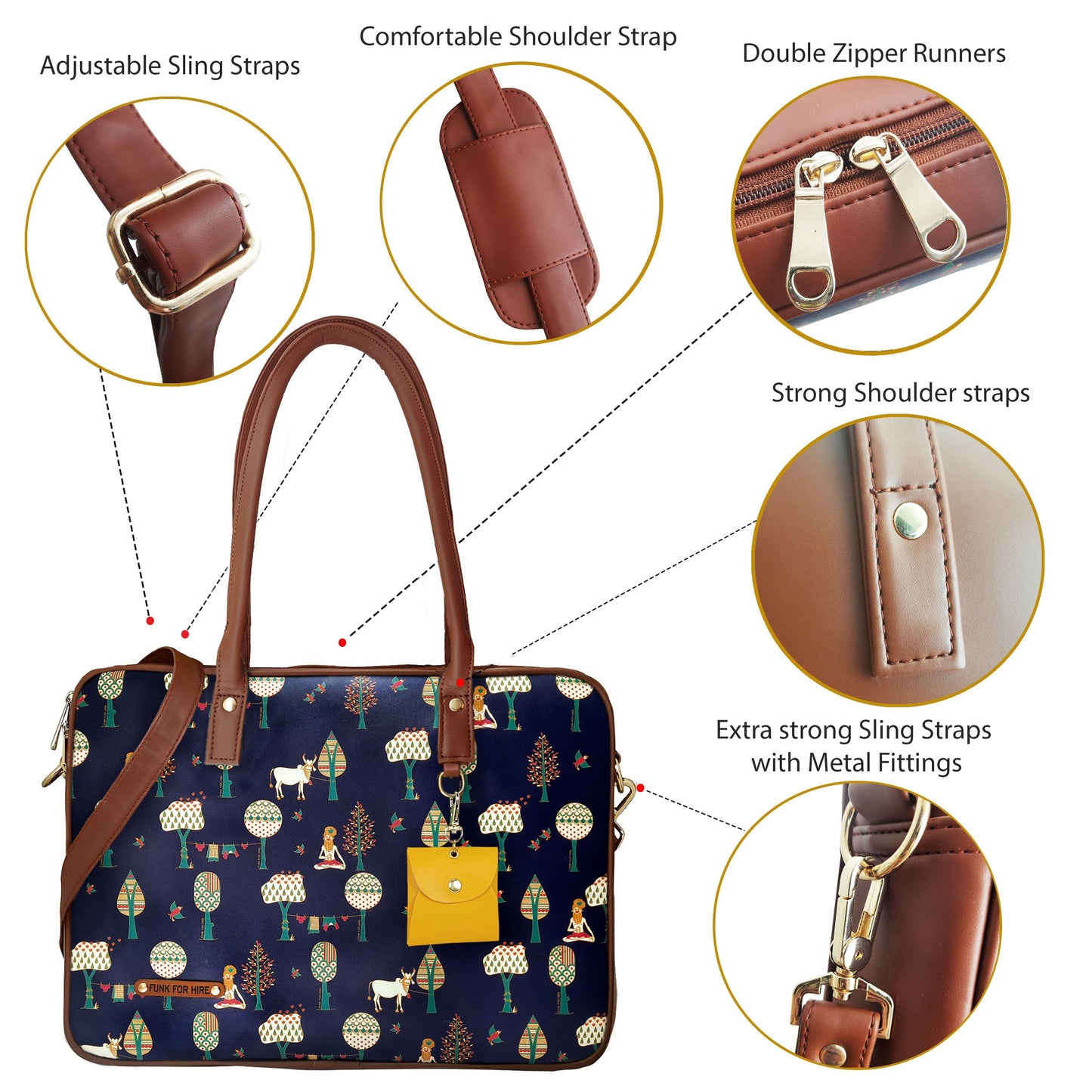Garage Sale : Laptop Tree Navy Handbag- 05
